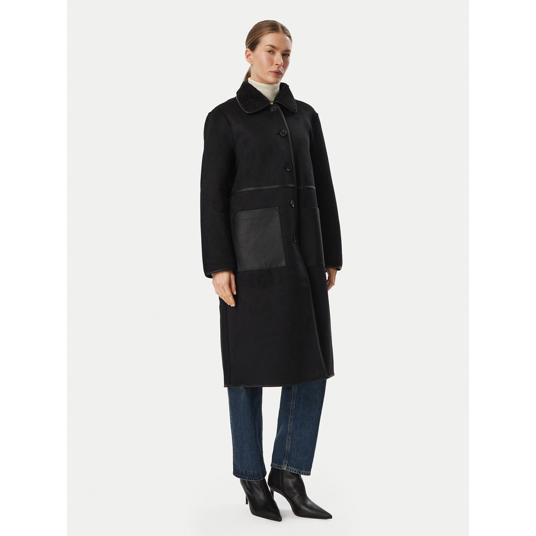 Morgan Kunstfellmantel 262-GIMAKI Schwarz Regular Fit