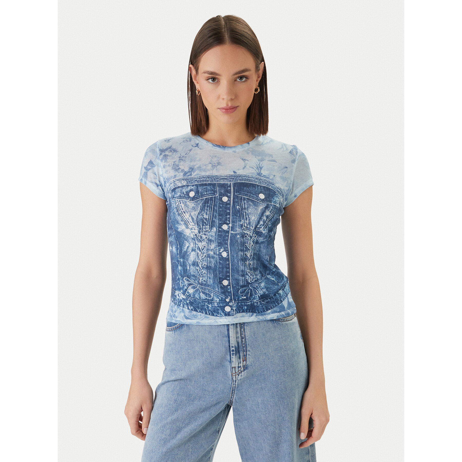 Guess T-shirt W6GI44 K3614 Plava Regular Fit