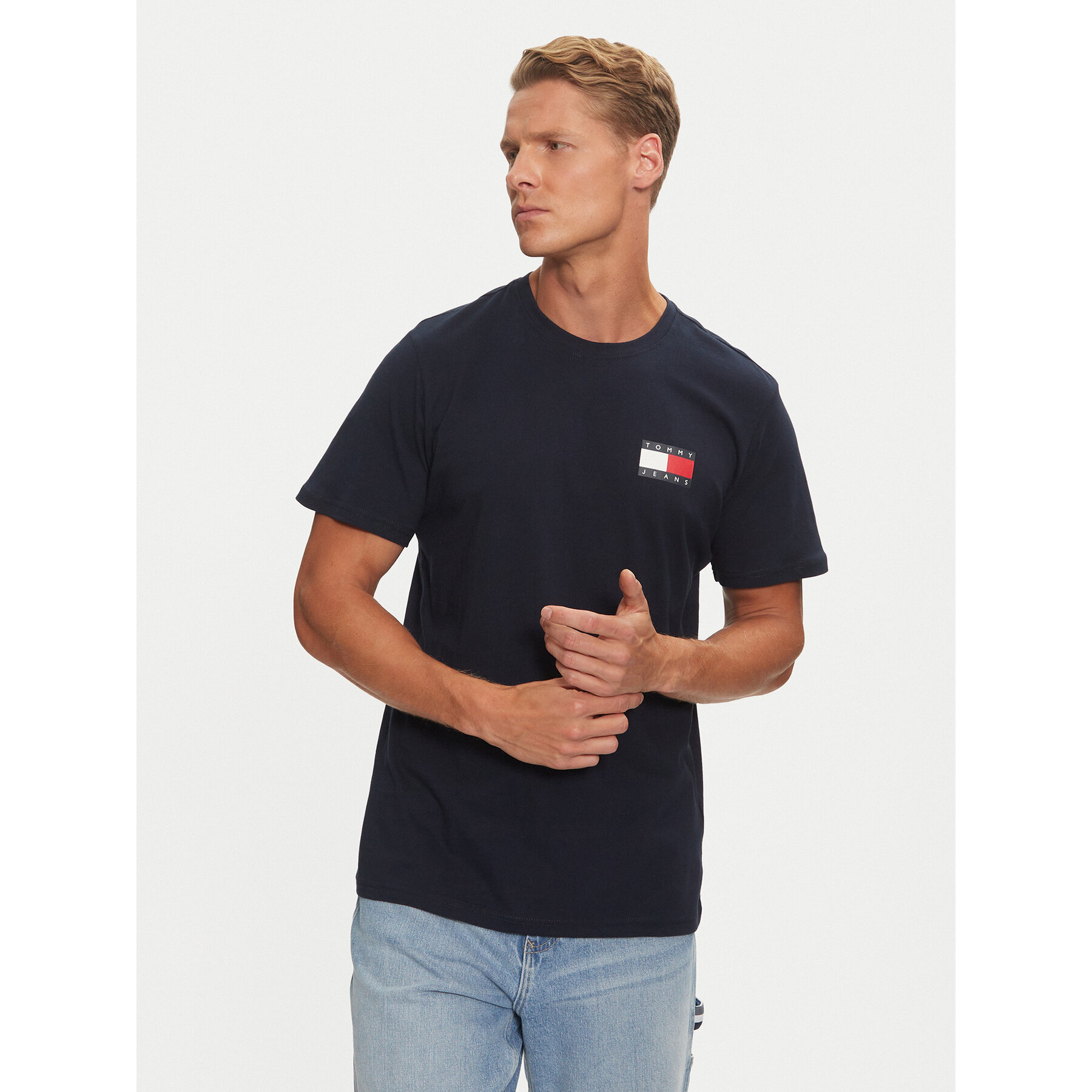 Tommy Jeans T-Shirt Essential Flag DM0DM20740 Σκούρο μπλε Slim Fit