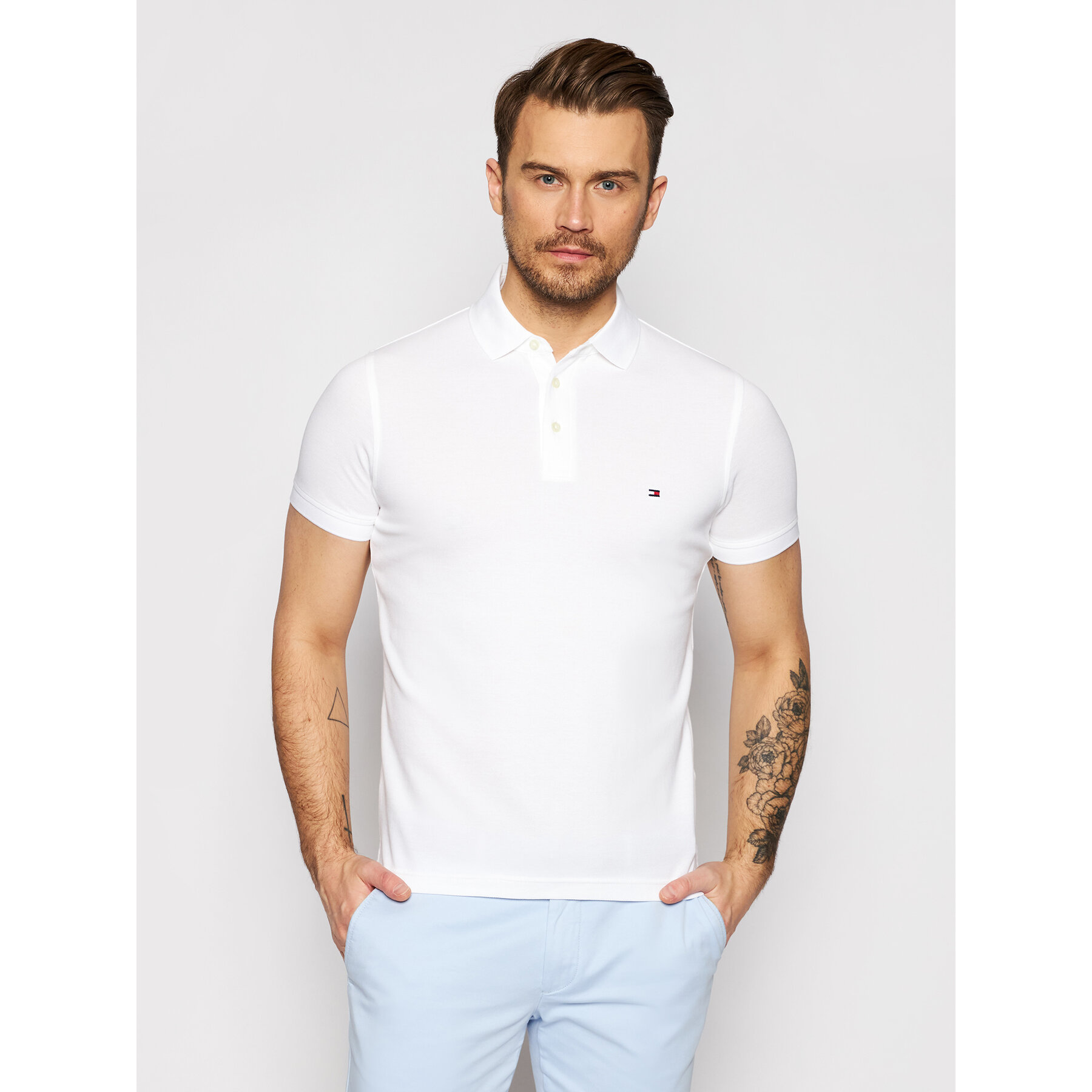 Tommy Hilfiger Tommy Hilfiger Polo 1985 MW0MW17771 Λευκό Slim Fit