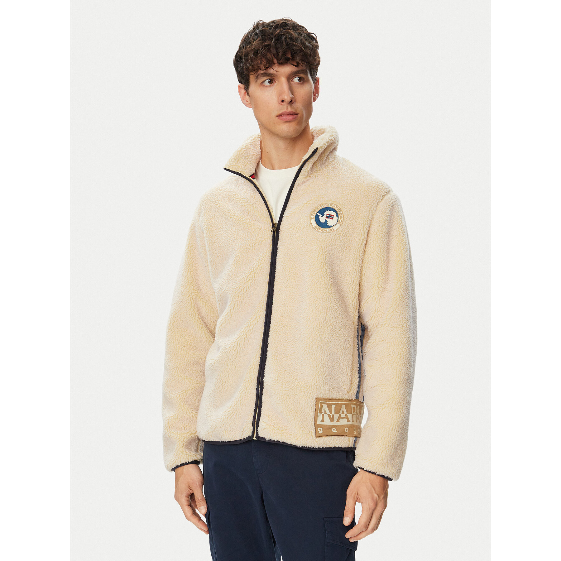 Napapijri Fleecejacke T-Archive NP0A8APE Creme Relaxed Fit