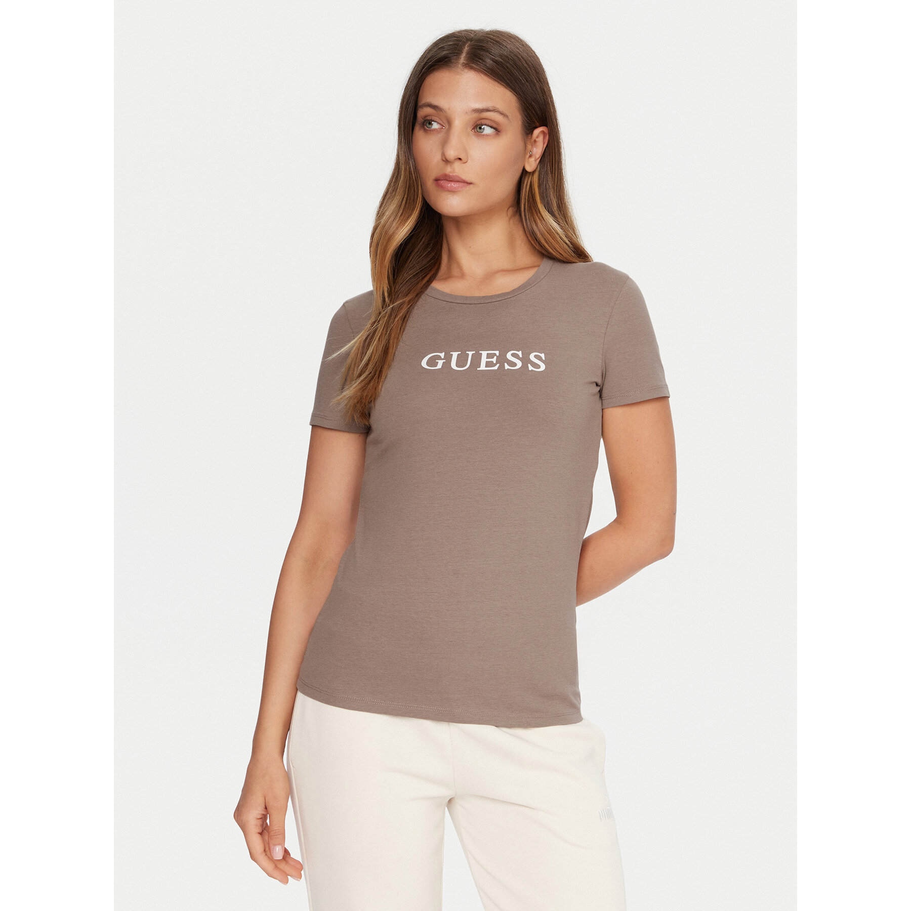 Guess Majica O5RI01 KBBU1 Bež Regular Fit
