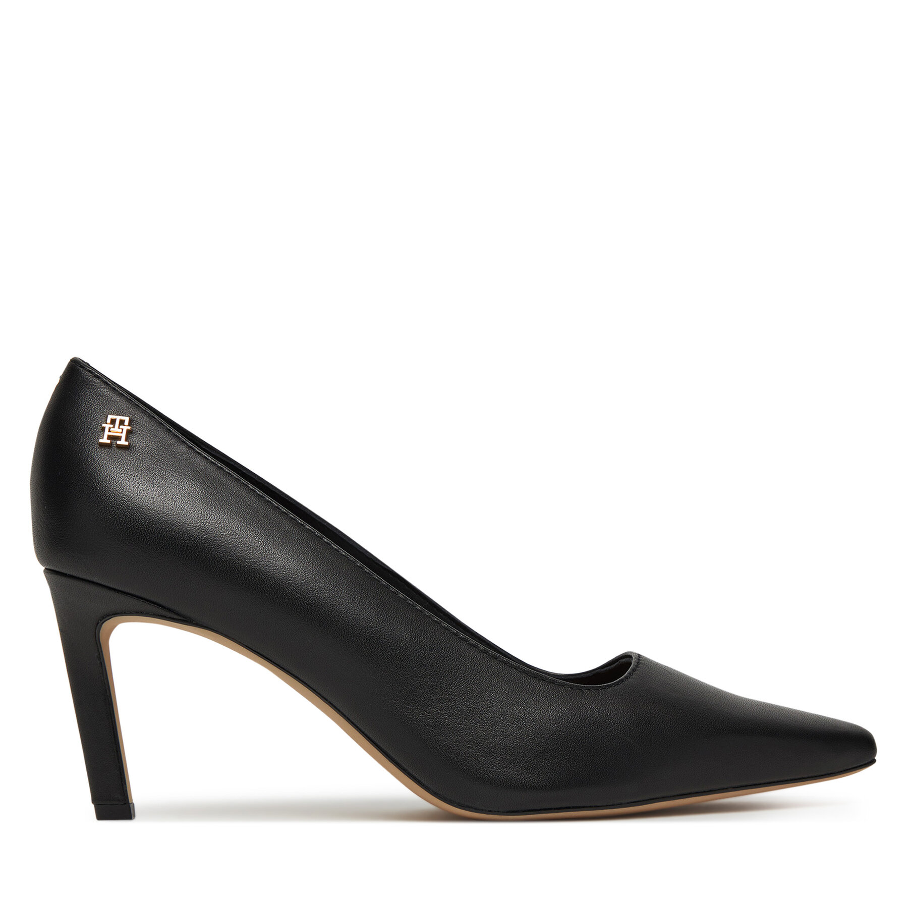 Pantofi cu toc subțire Tommy Hilfiger Logo Pump Slanted Hl FW0FW08993 Negru