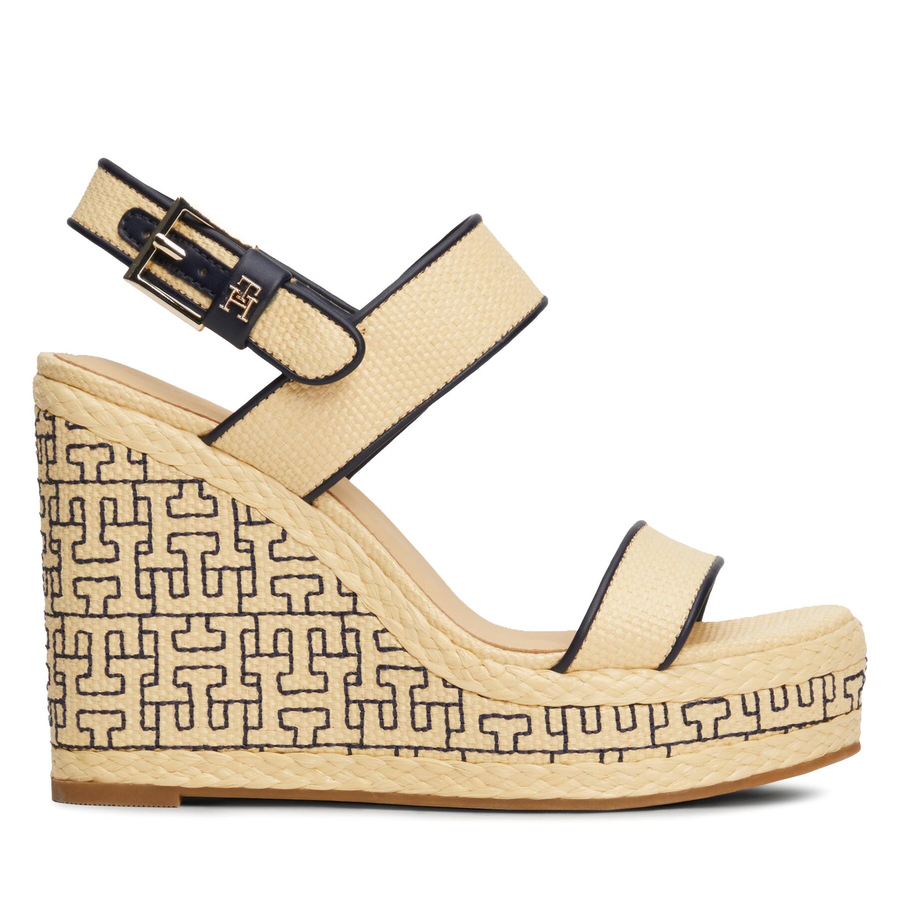 Sandaler Tommy Hilfiger Platform Th Mono Rafia Wedge FW0FW08052 Beige