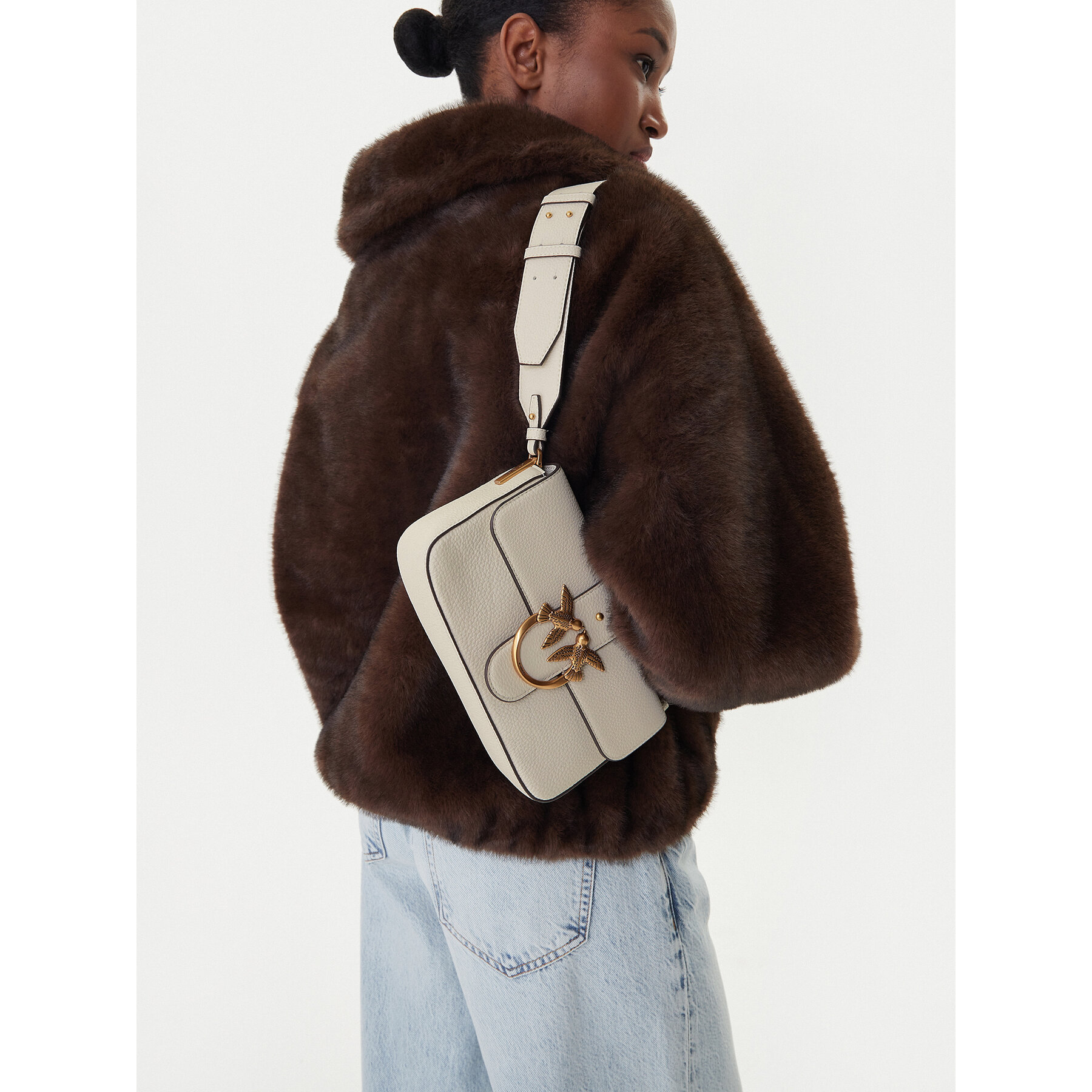 Borsetta PINKO Love One Mini Slouchy Fl Al 25-26 104340 A2OX Écru