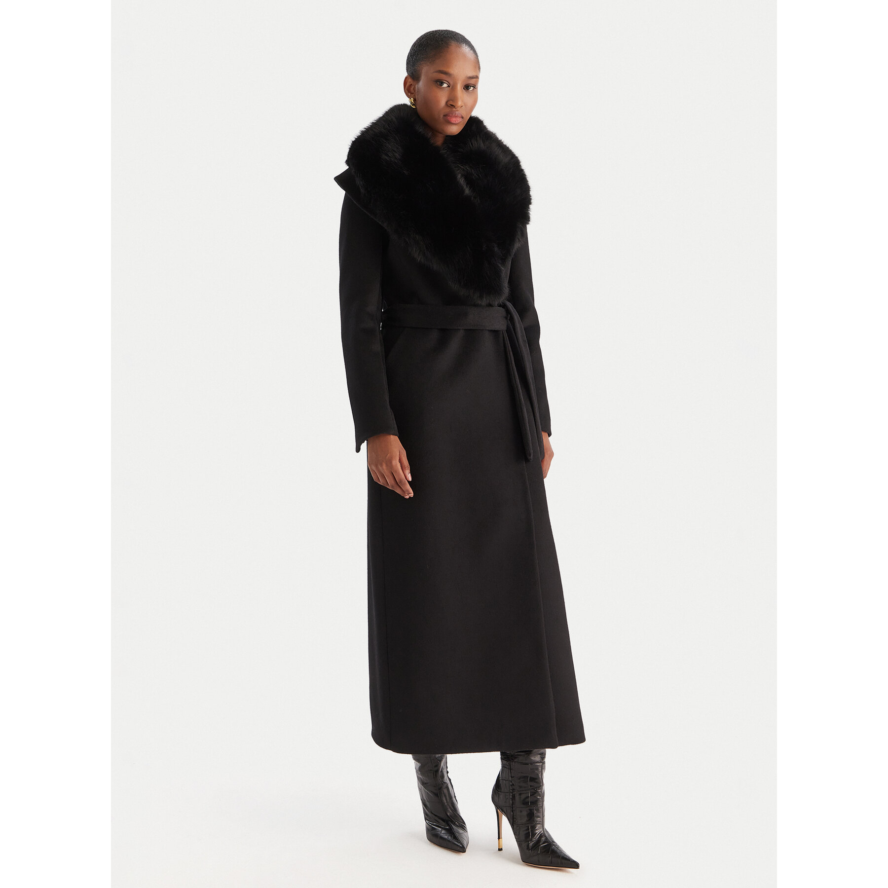 YES LONDON Wollmantel CD1218 Schwarz Regular Fit