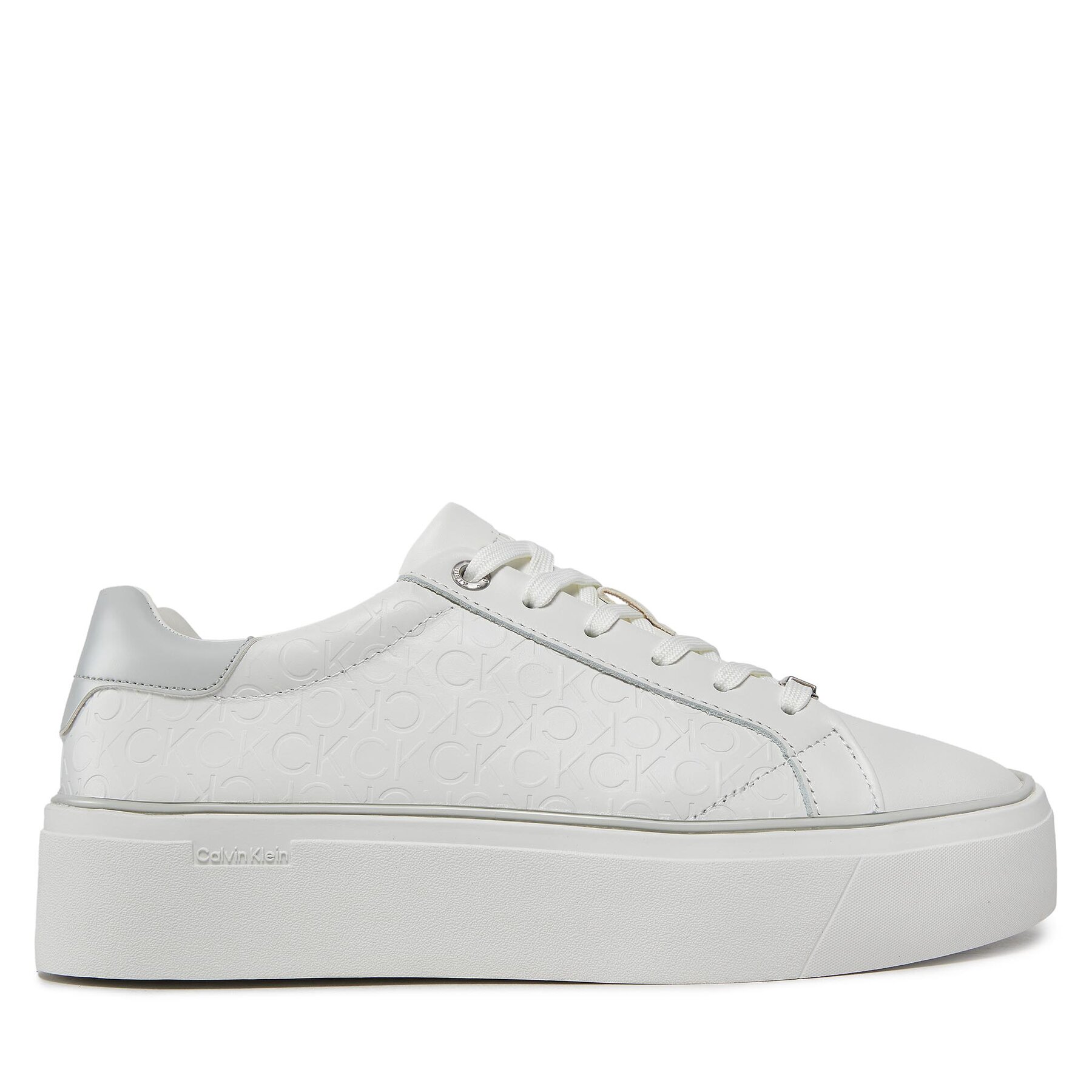 Sneakers Calvin Klein Flatform C Lace Up - Mono Mix HW0HW01870 Vit
