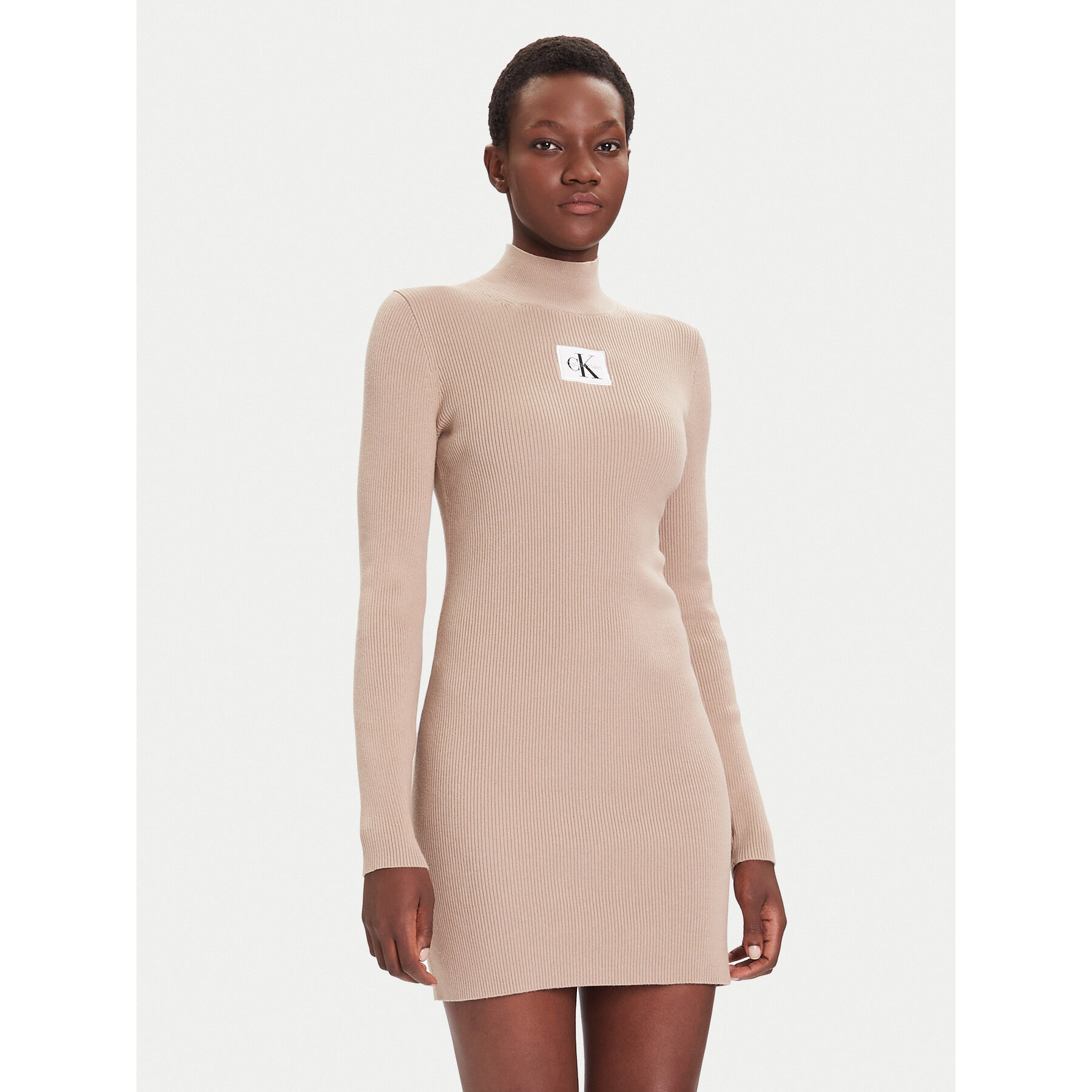 Calvin Klein Jeans Kleid für den Alltag LV047D308G Beige Slim Fit