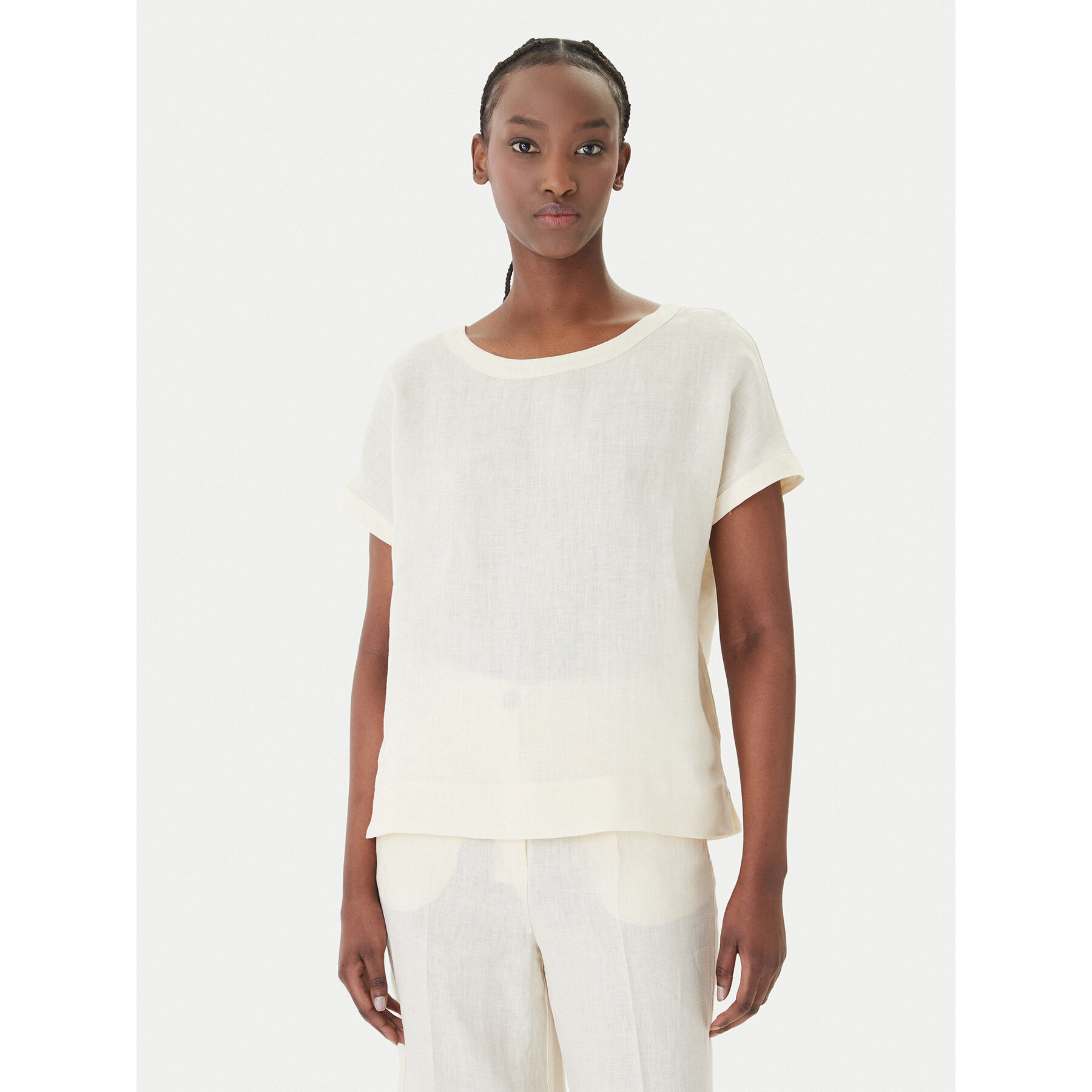 Marella T-shirt Emme by Marella Geyser 2615111132 Krem Regular Fit
