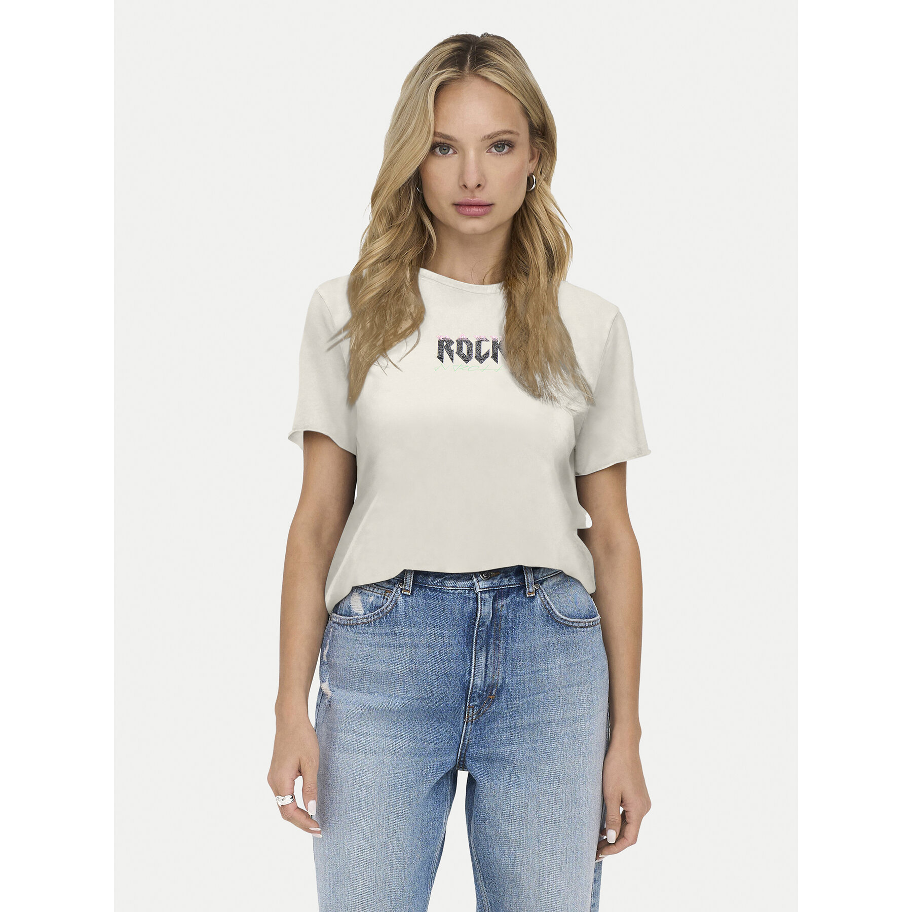 ONLY T-Shirt Lucy 15307412 Εκρού Regular Fit