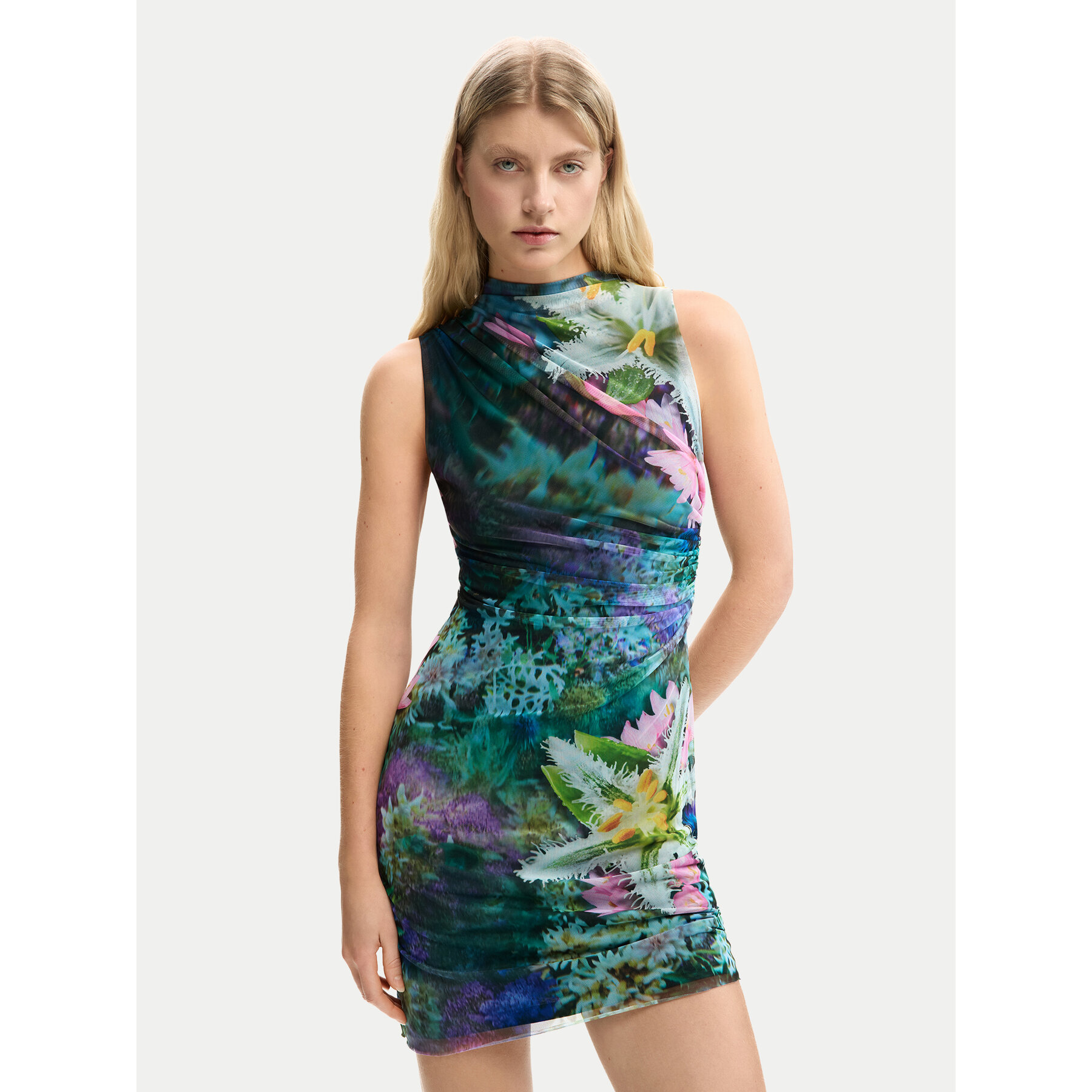 Desigual Sommerkleid Carrington 26SWVK40 Grün Slim Fit