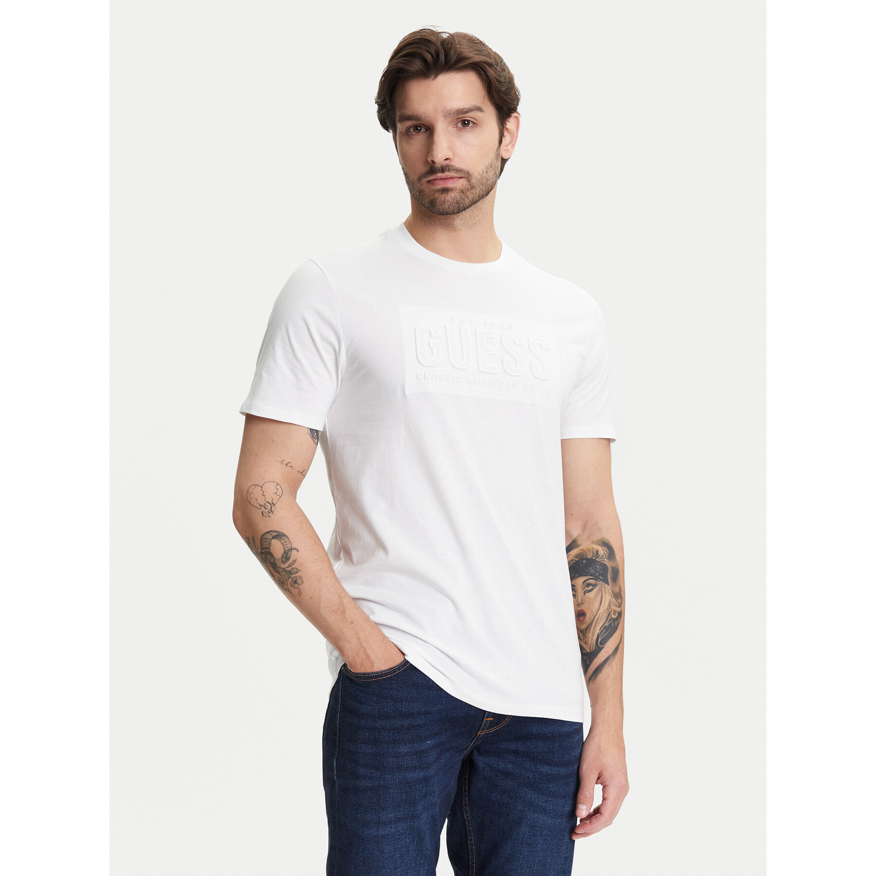 Guess T-Shirt M5YI44 KBW41 Weiß Regular Fit