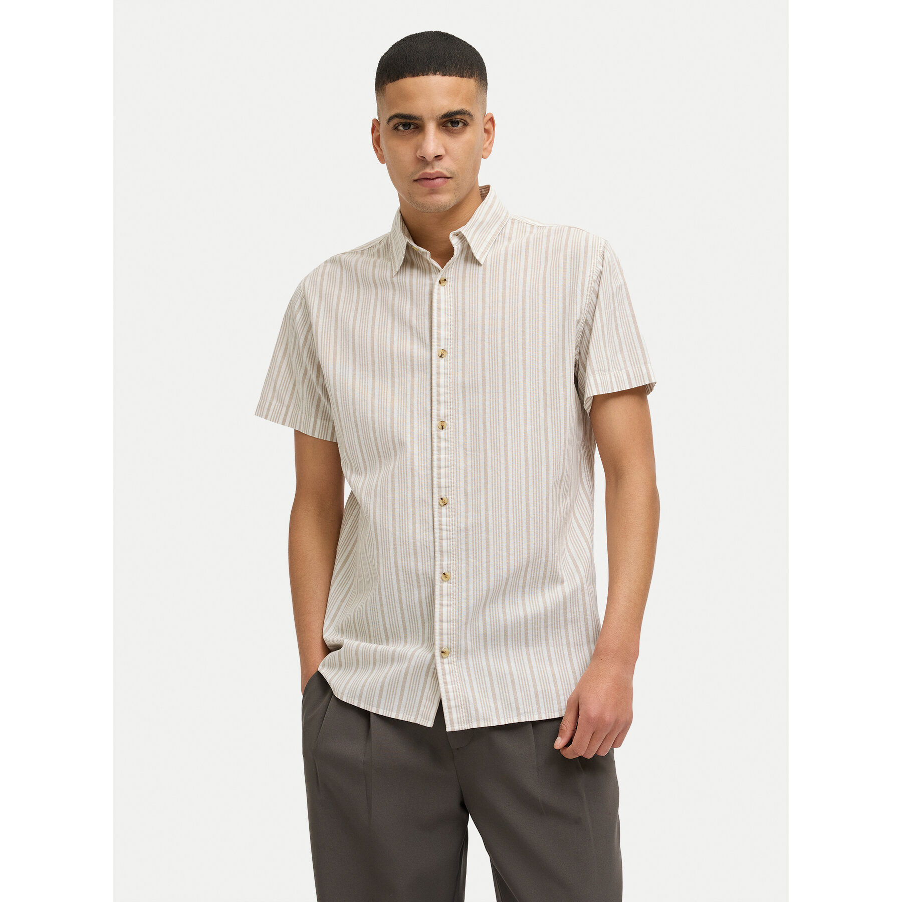 Jack & Jones Hemd Joshua 12269135 Beige Comfort Fit