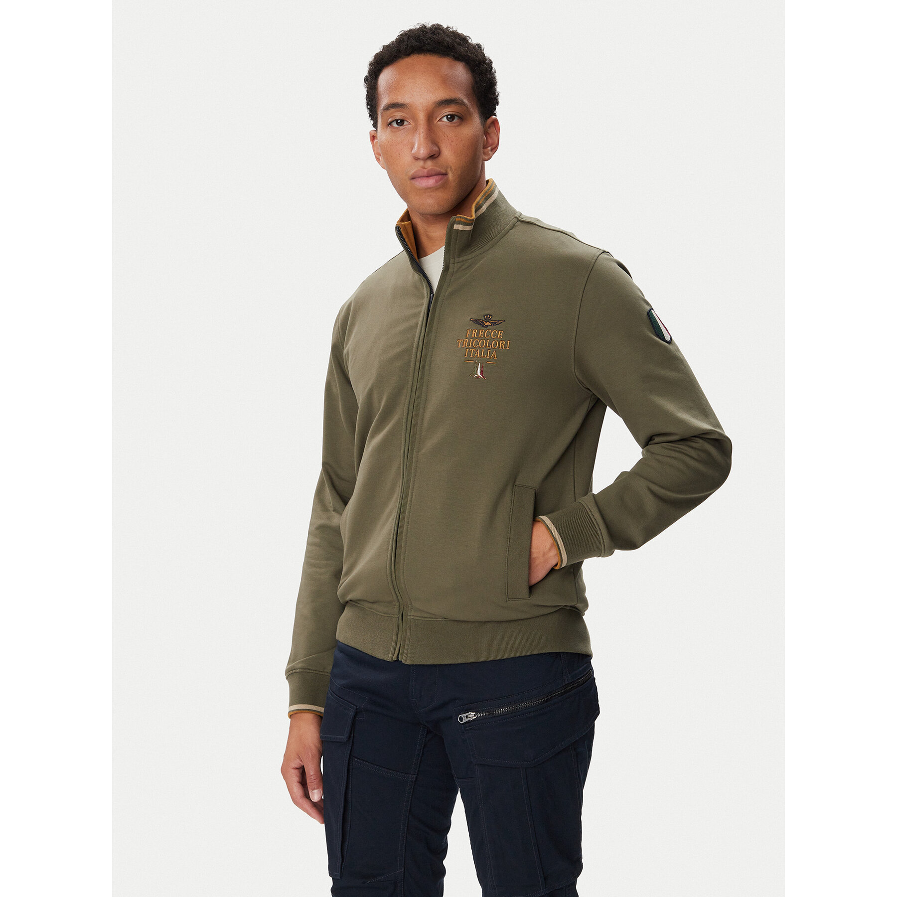 Aeronautica Militare Sweatshirt 262FE2135UF00662 Khakifarben Regular Fit