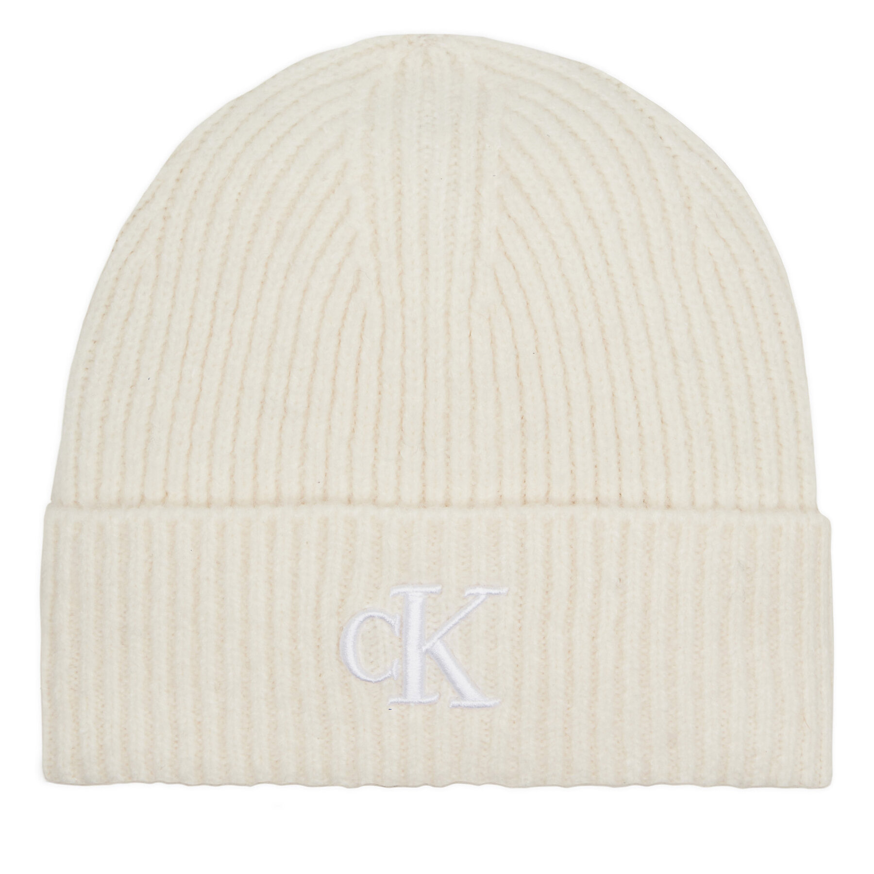 Damska Czapka Calvin Klein Jeans Écru Thick Embroidery Beanie K60K612321