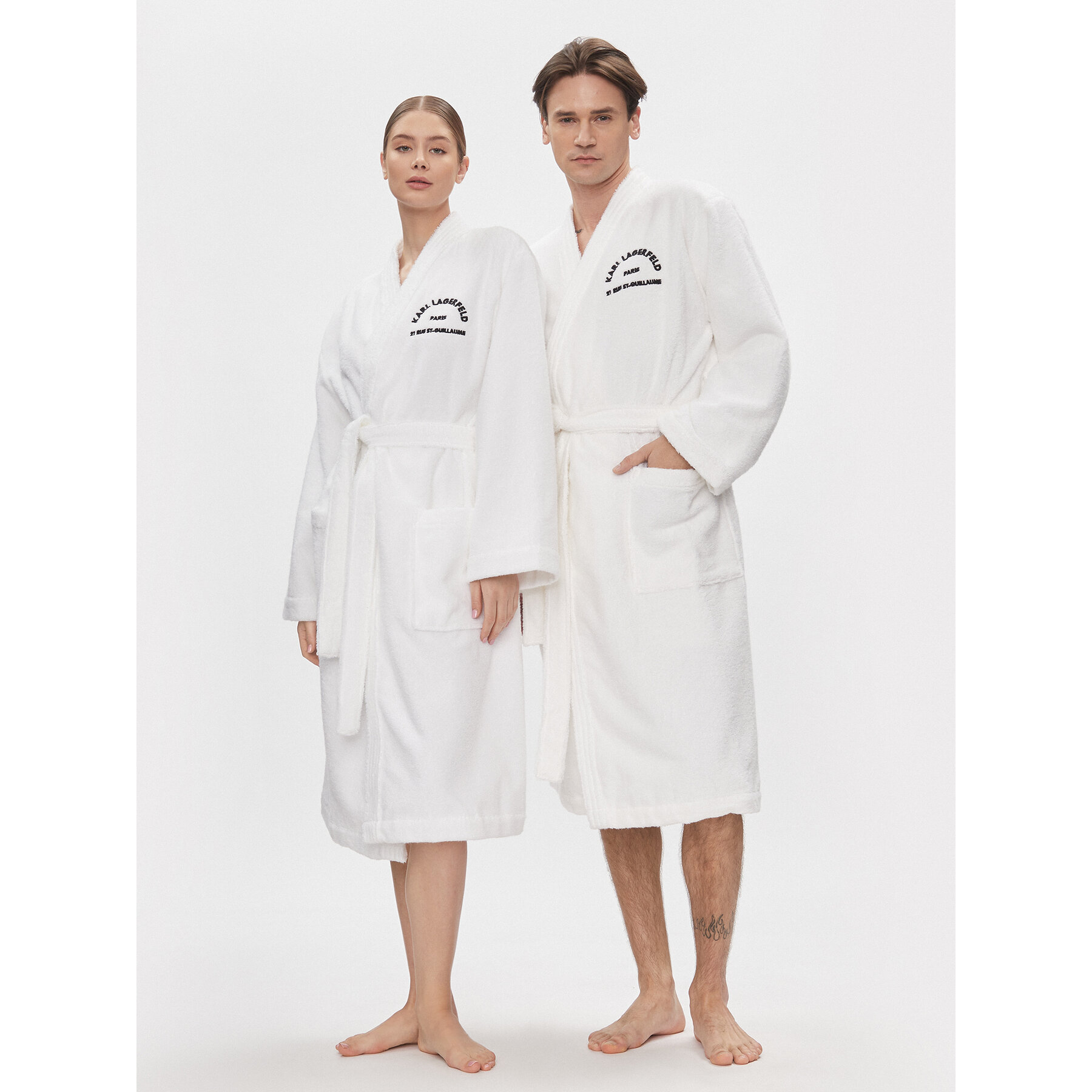 KARL LAGERFELD Accappatoio Unisex 215M2180 Bianco Regular Fit