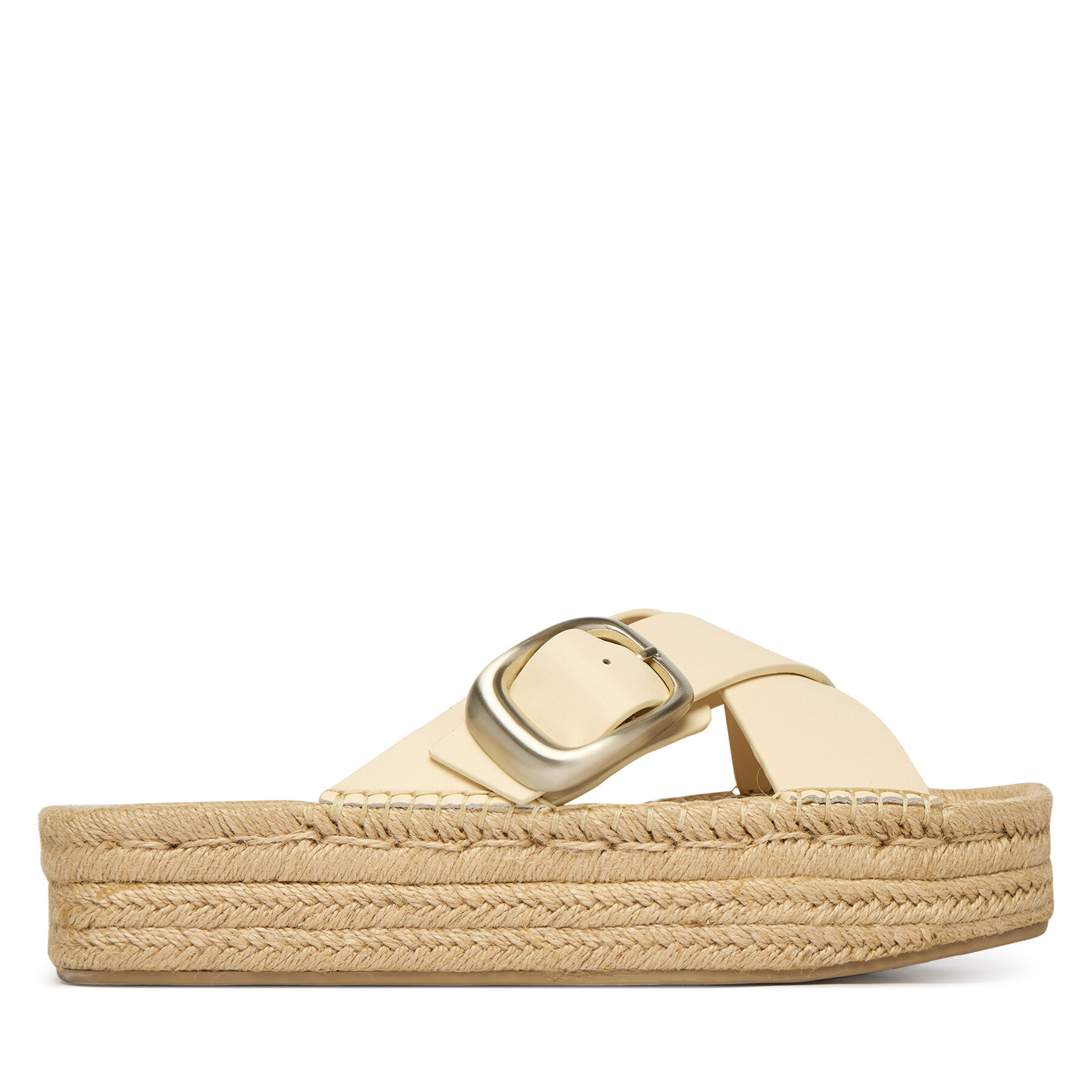 Espadrilky Calvin Klein Flatf Espadrill Cross Lth Hdw HW0HW02892 Écru