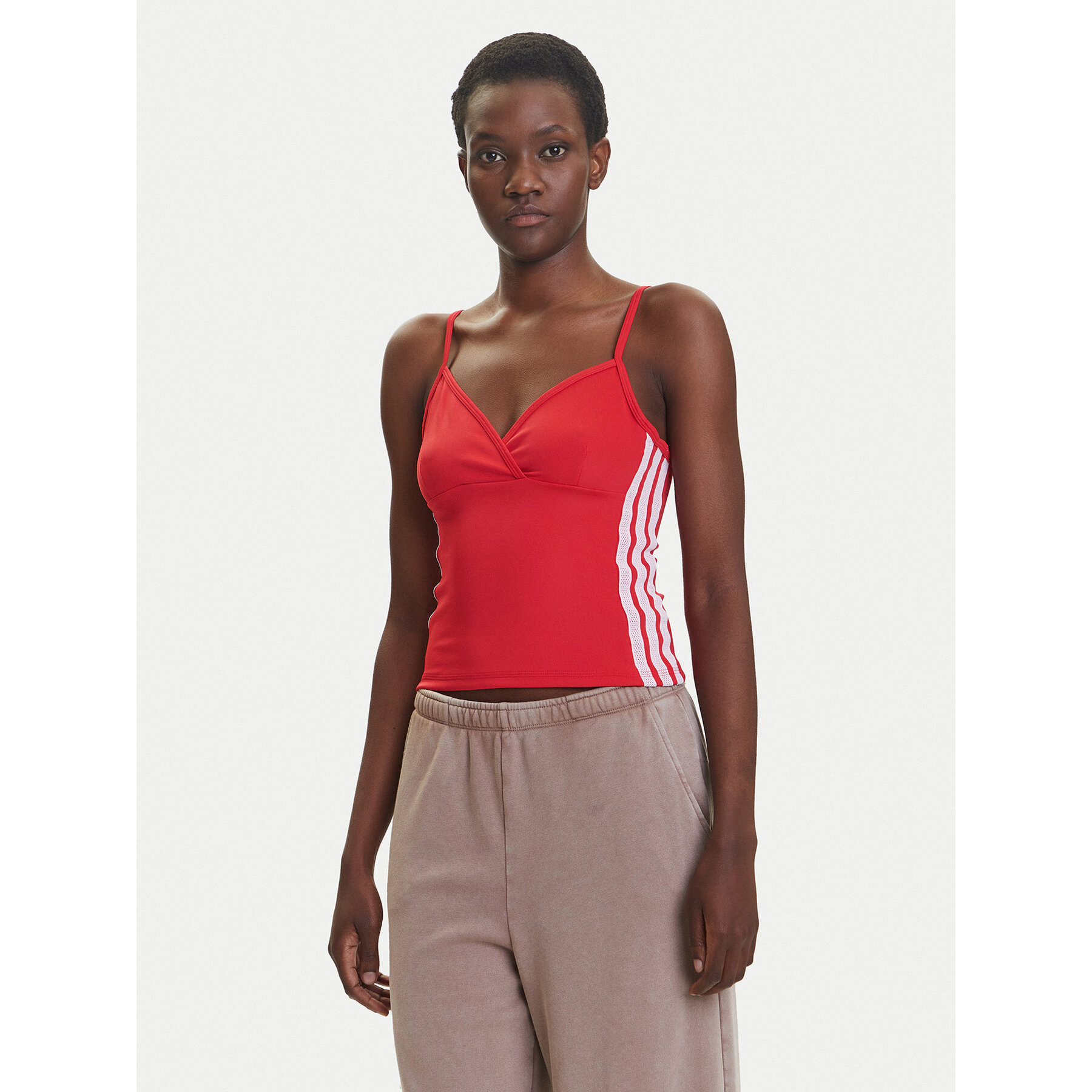 adidas Τοπ Seasonal Essentials 3-Stripes JM1910 Κόκκινο Slim Fit