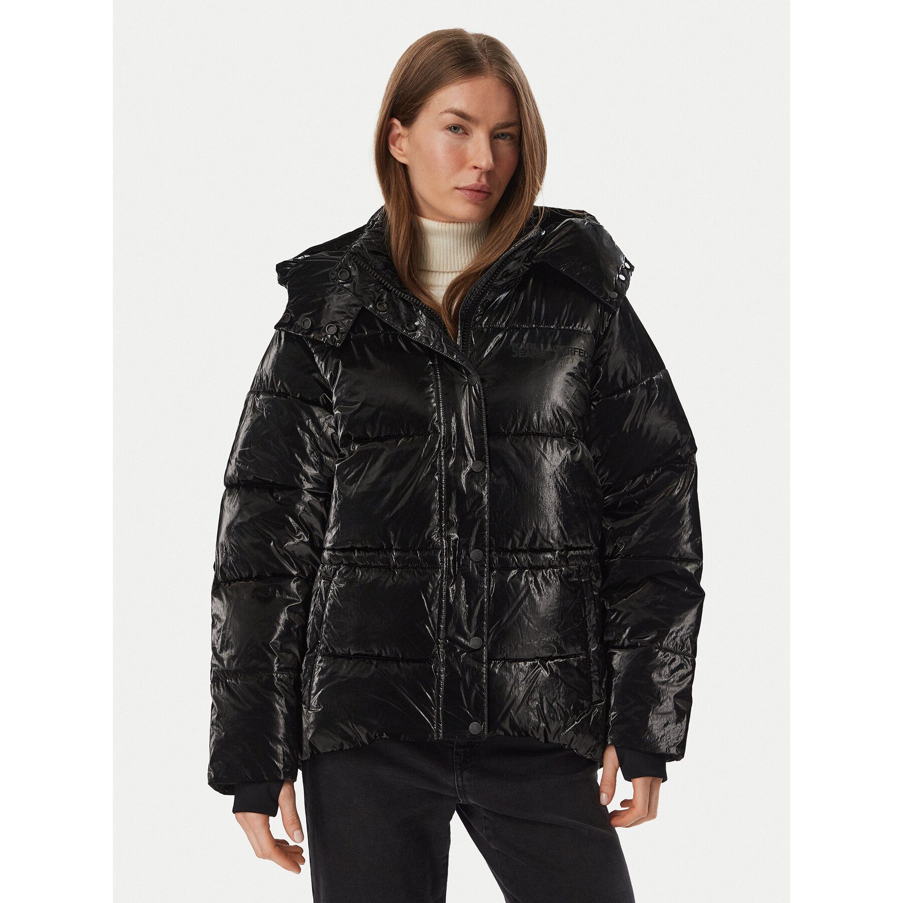 Karl Lagerfeld Jeans Jacke aus Kunstleder B4W15015 Schwarz Regular Fit