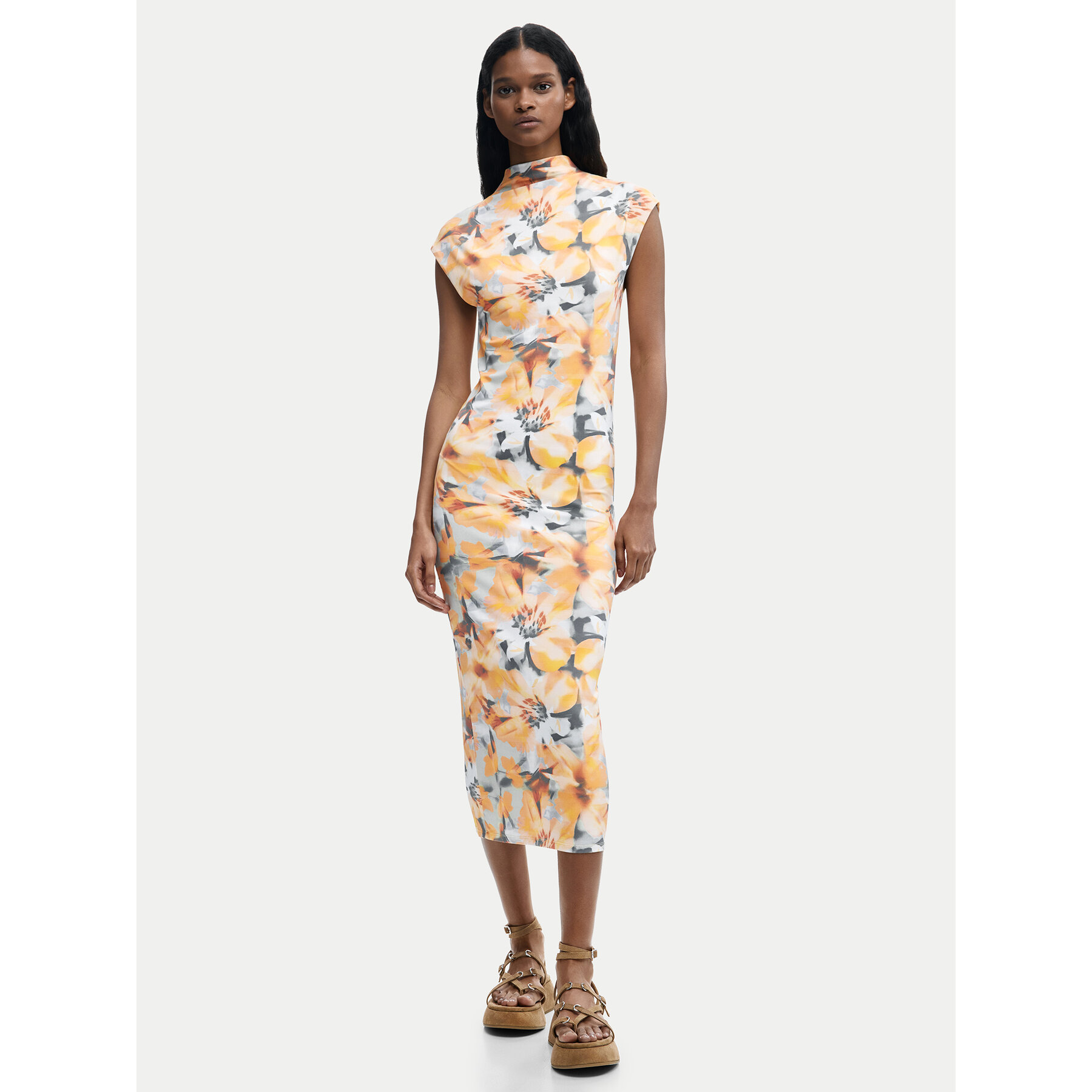Desigual Sommerkleid Martha 26SWVK48 Gelb Slim Fit