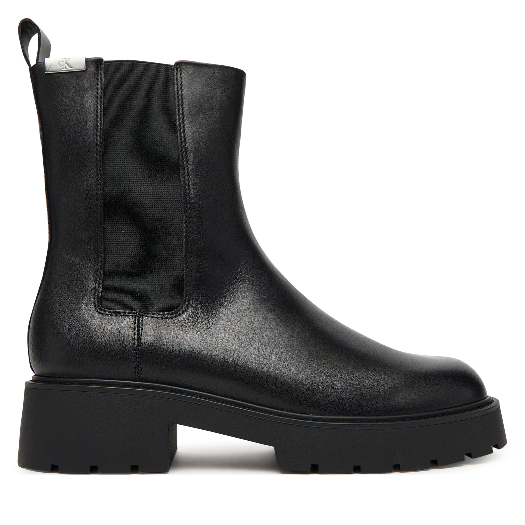 Kotníková obuv s elastickým prvkem Calvin Klein Jeans Combat Mid Chelsea Boot Hw Lth YW0YW01869 Černá