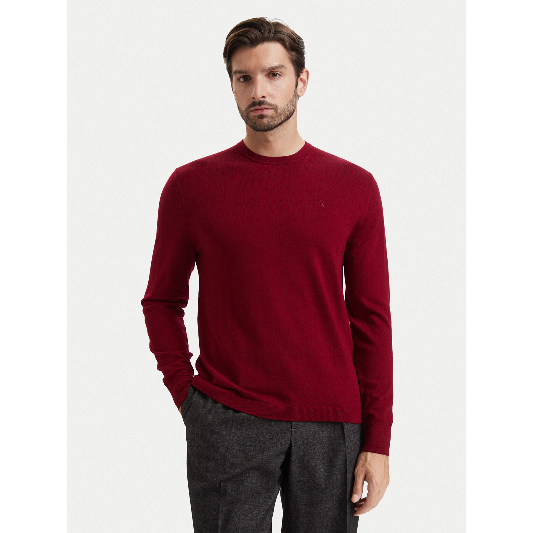 Calvin Klein Pullover LV04LB305G Dunkelrot Regular Fit
