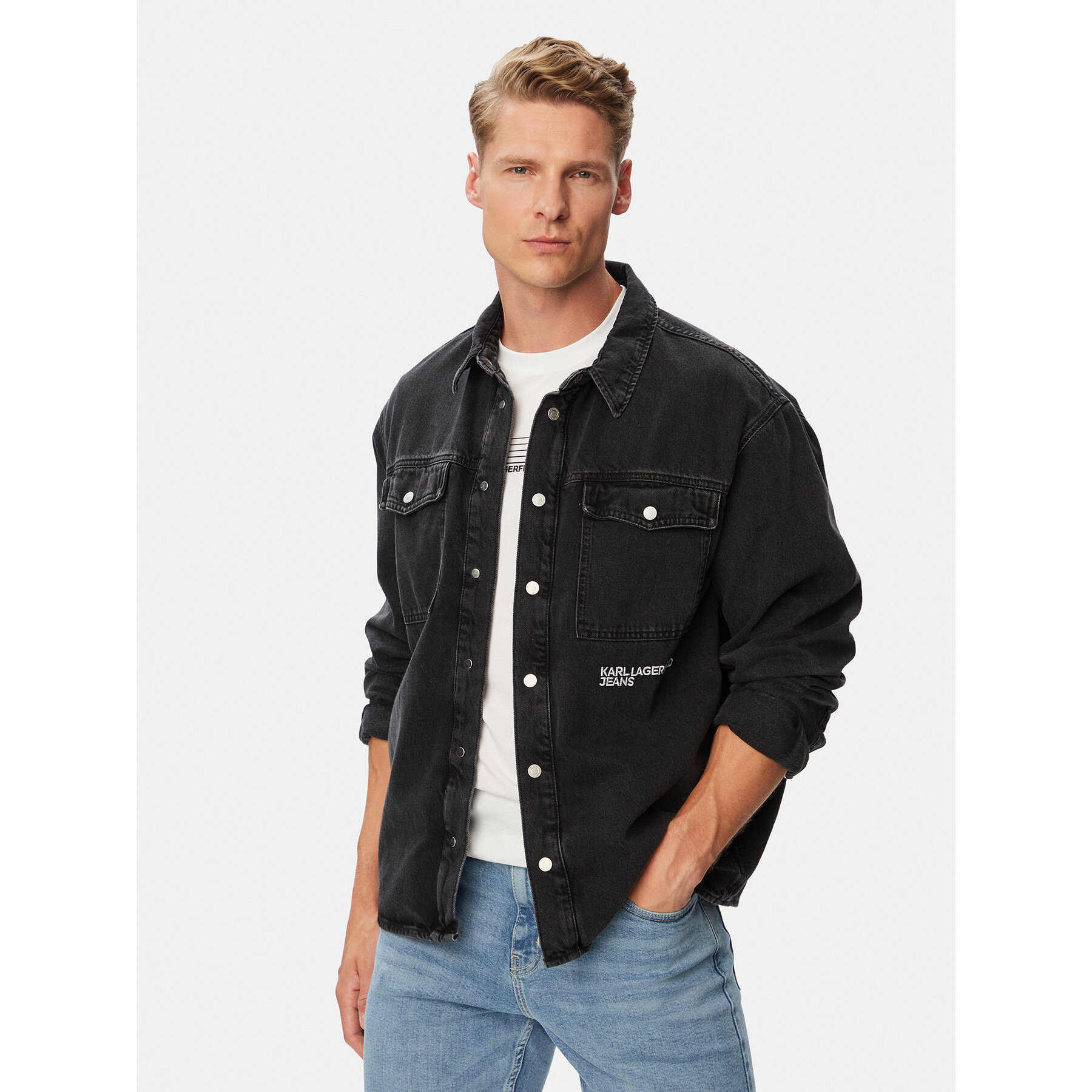 Karl Lagerfeld Jeans Jeansjacke B3M16005 Schwarz Regular Fit