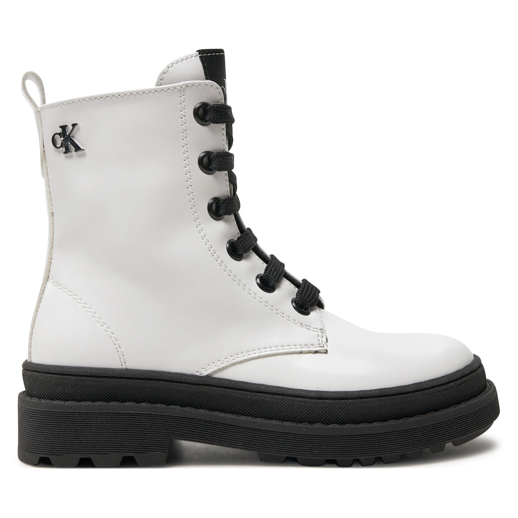 Dziecięce Trapery Calvin Klein Jeans, Rozmiar 29 Biały Lace-Up Bootie V4A5-81031-1453 M