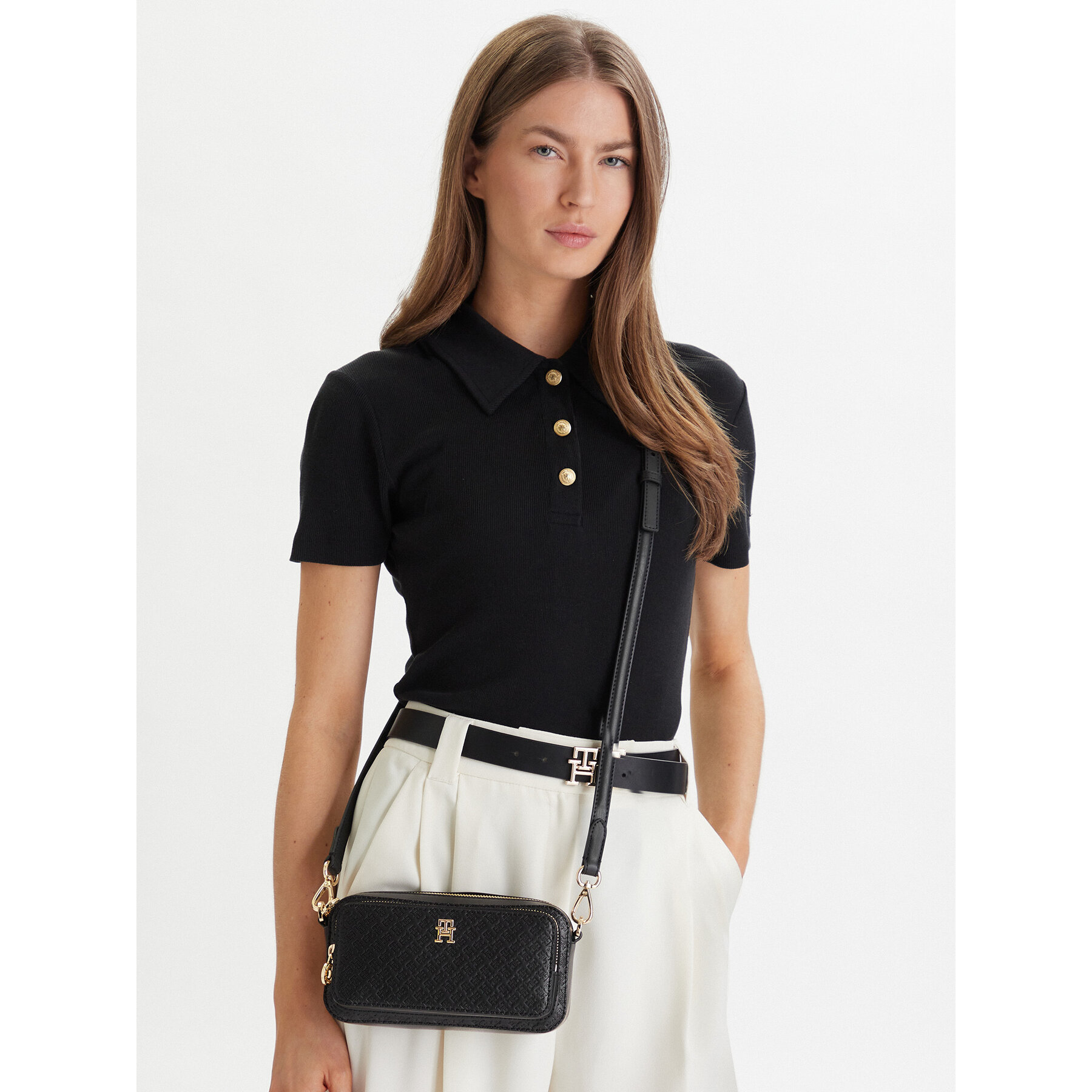 Geantă Tommy Hilfiger Th Daily Camera Bag Mono AW0AW18414 Negru