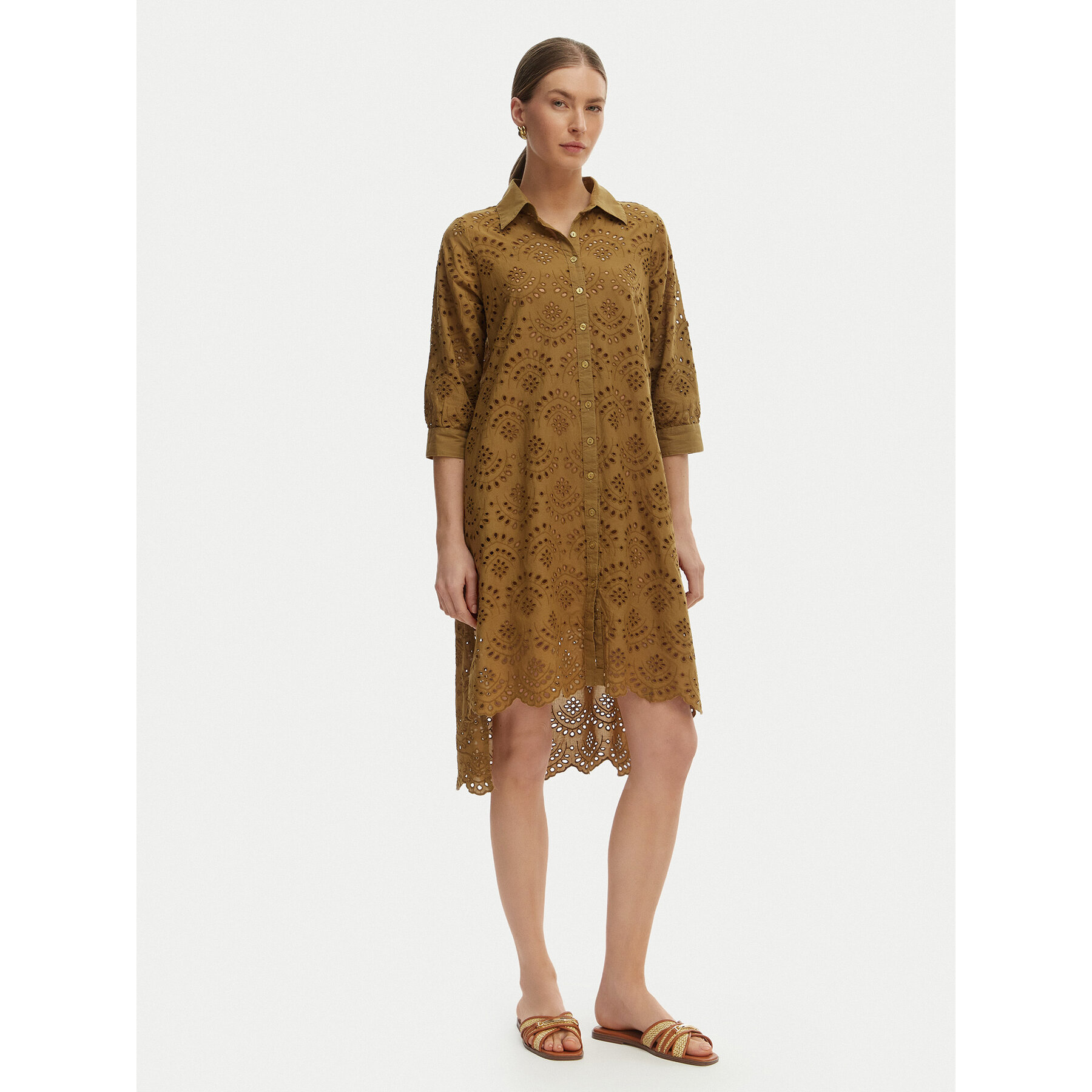 Iconique Sommerkleid Ella IC26-082 Khakifarben Relaxed Fit