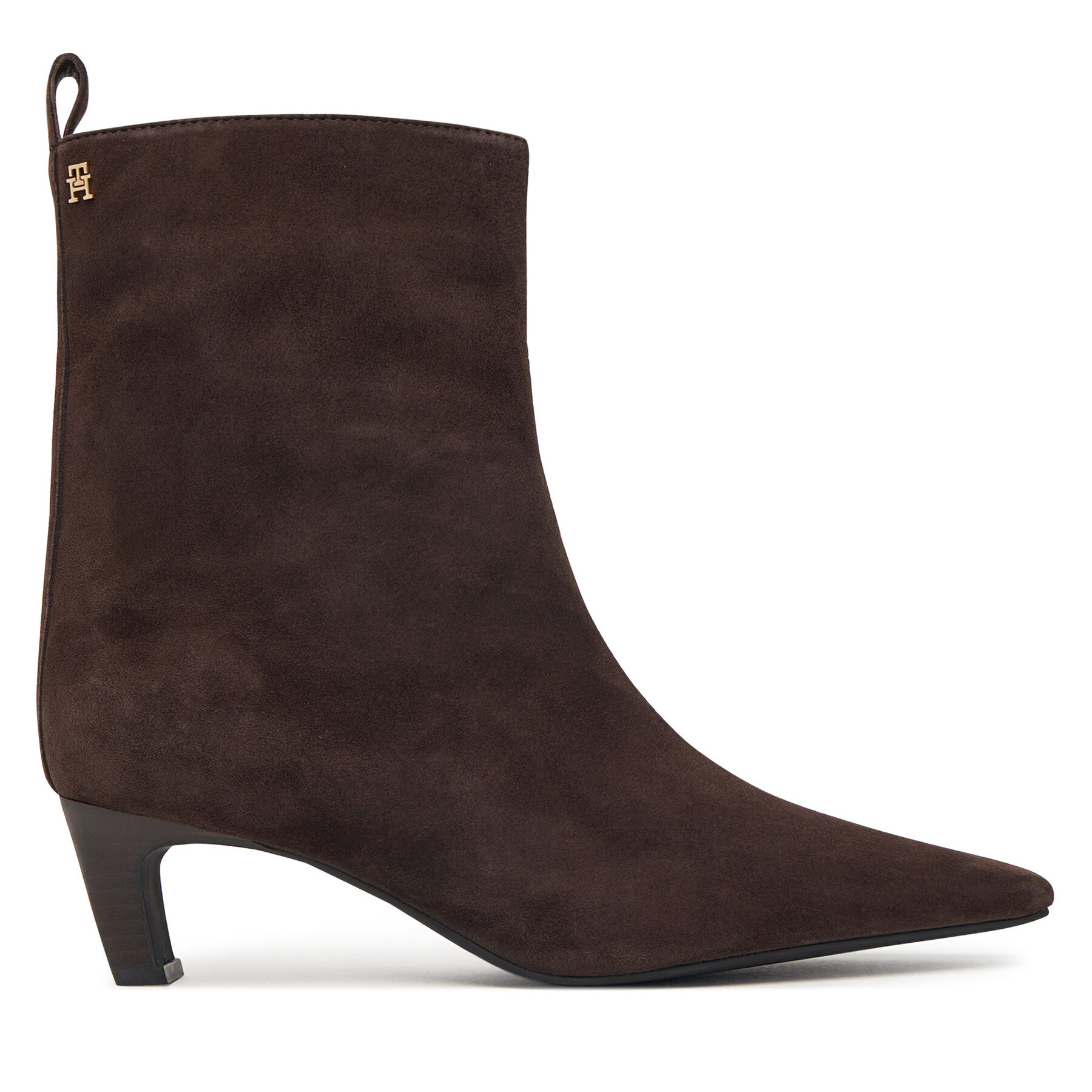 Боти Tommy Hilfiger Kitten Heel Suede Ankle Boot FW0FW09670 Тъмнокафяв