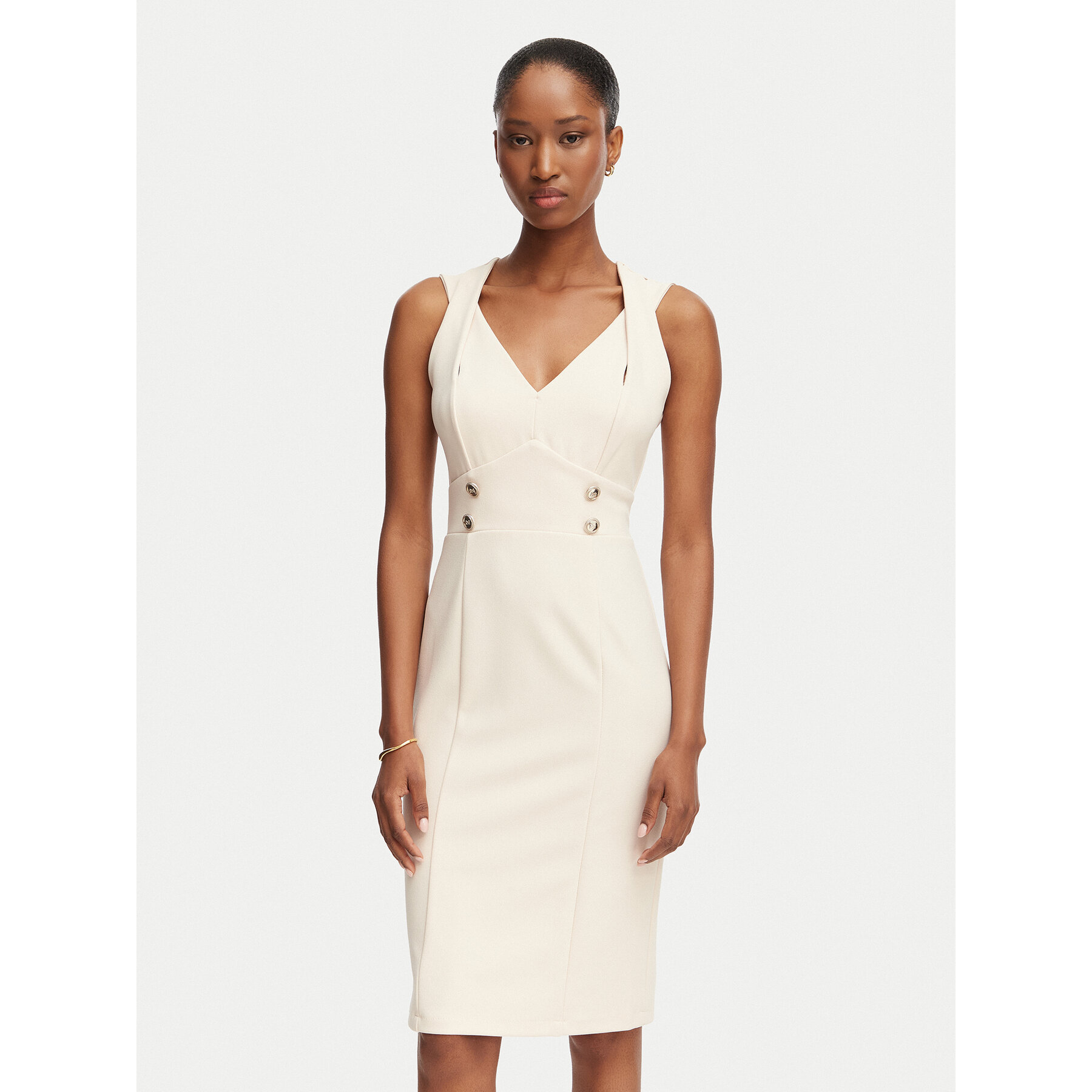 Rinascimento Coctailkleid CFC0020385002 Beige Slim Fit