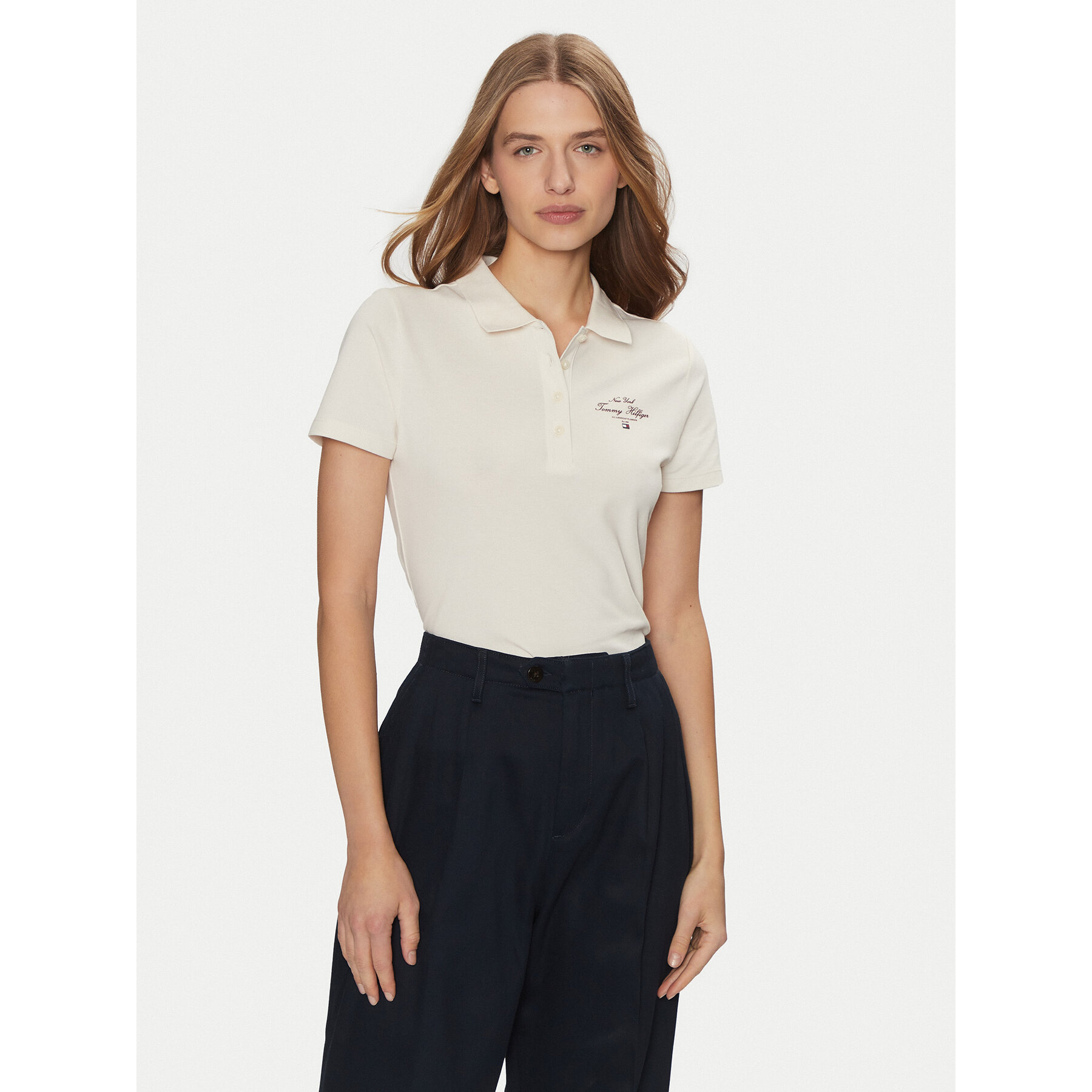 Tommy Hilfiger Polo WW0WW43930 Μπεζ Slim Fit