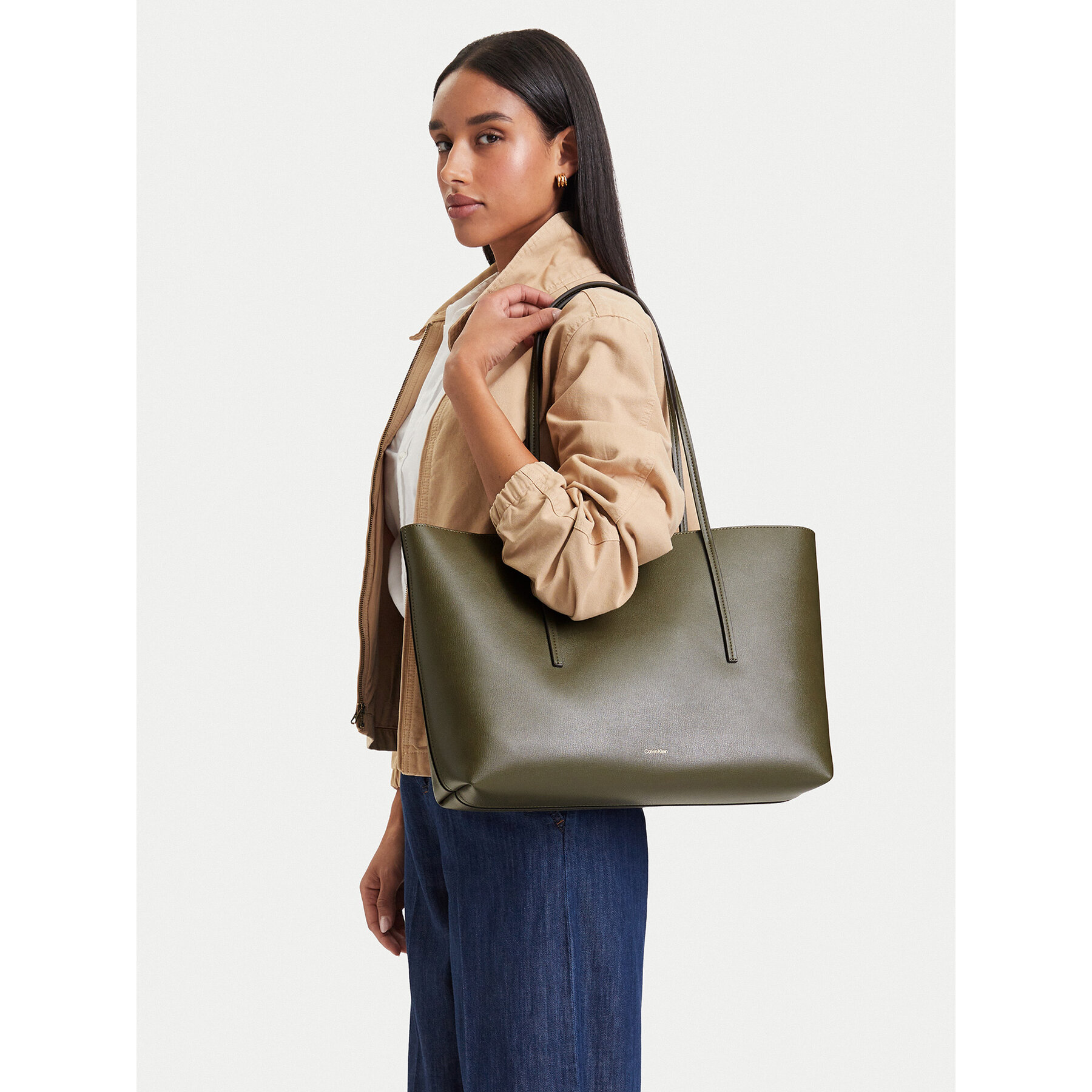 Torbica Calvin Klein Foil Logo Tote W/Pouch LV04F3274G Tamno zelena