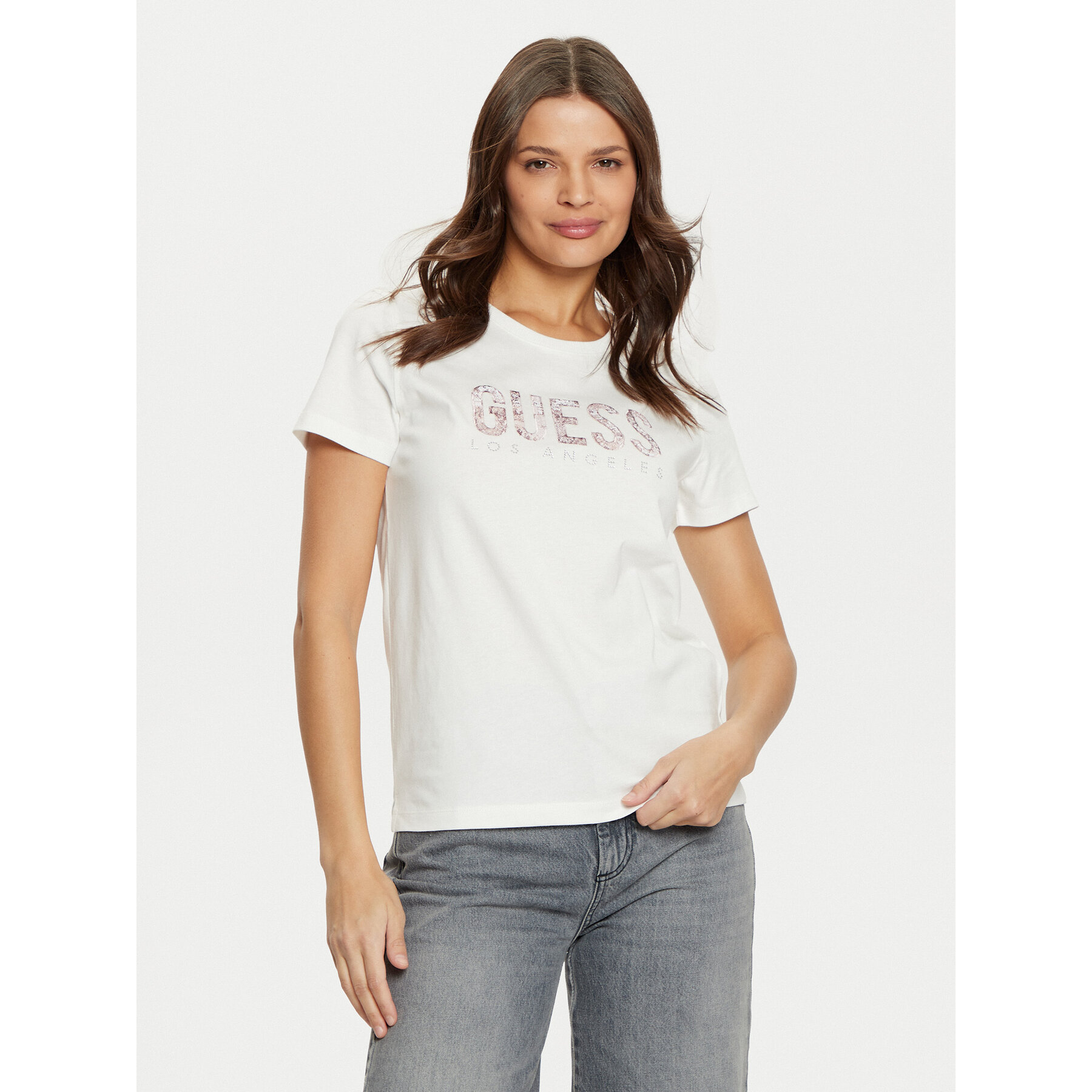 Guess Marškinėliai W5RI19 I3Z14 Balta Regular Fit