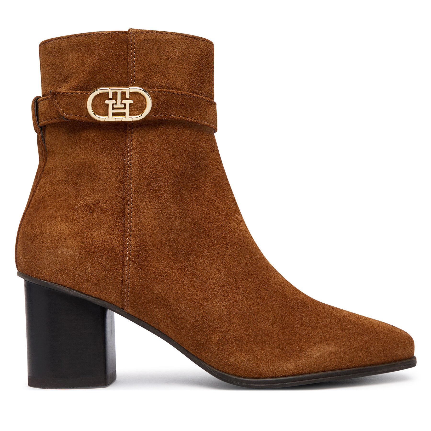 Боти Tommy Hilfiger Th Strap Suede Block Heel Boot FW0FW09521 Тъмнобежов