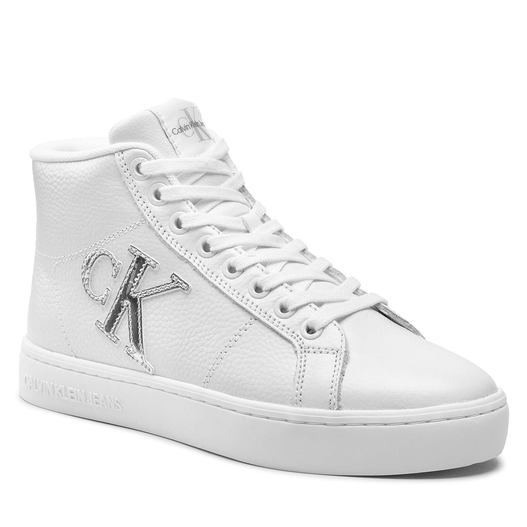 Sneakers Calvin Klein Jeans Classic Cupsole Laceup Mid YW0YW00777 White/Silver 0LB CALVIN KLEIN JEANS imagine noua