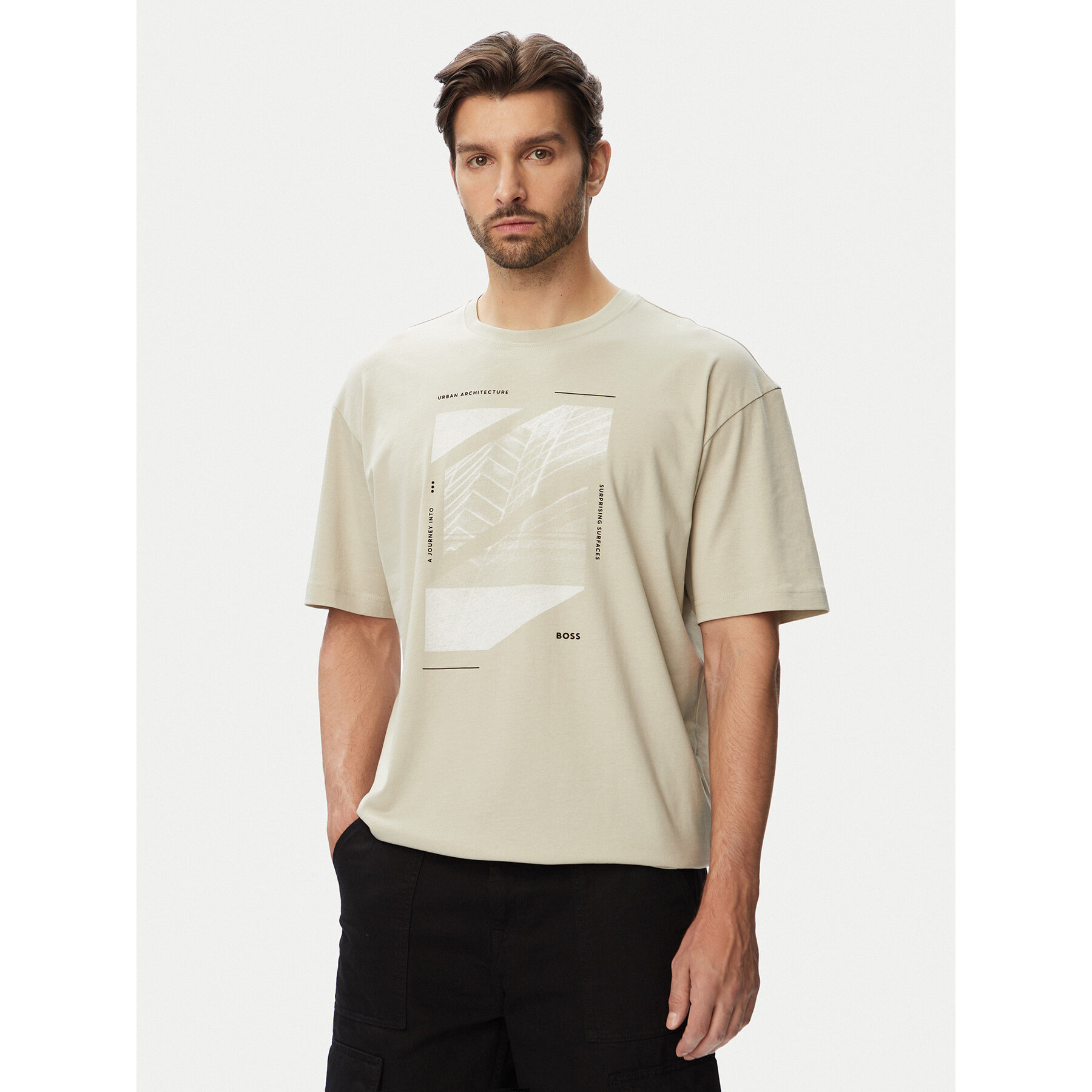 BOSS Majica Te Journey 50566607 Bež Relaxed Fit