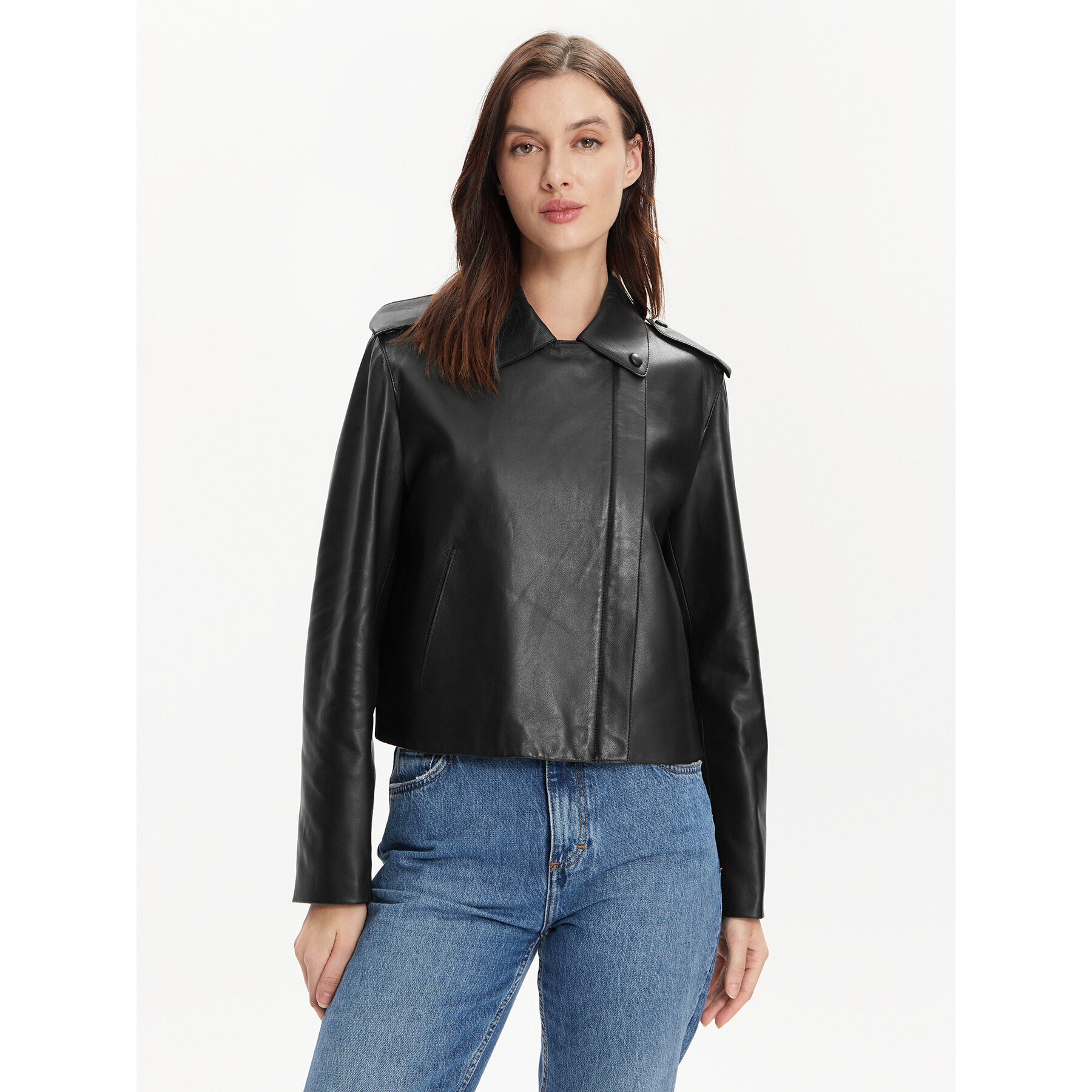 Marella Lederjacke Sparta 2413441011 Schwarz Regular Fit