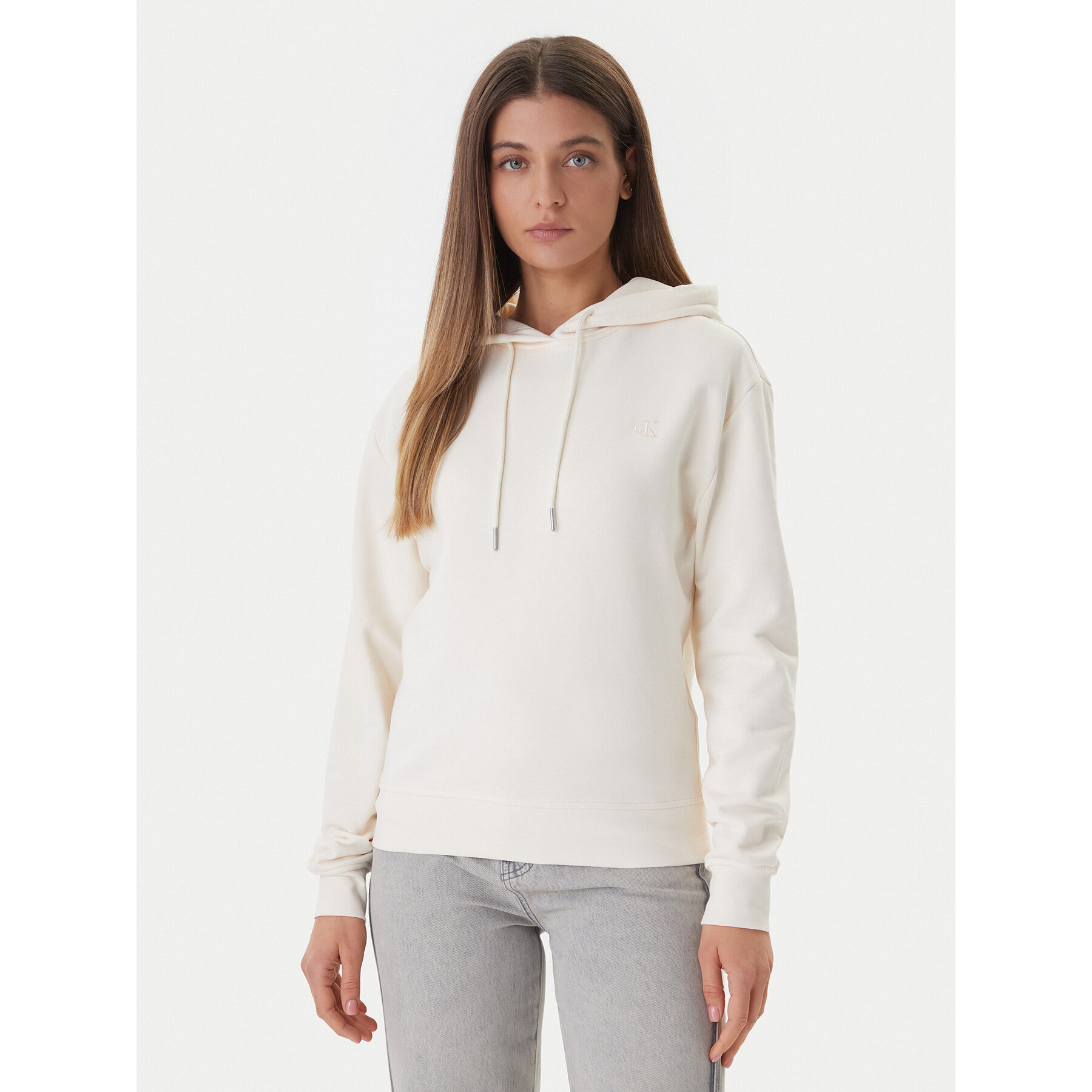 Calvin Klein Jeans Sweatshirt LV047C224G Écru Boxy Fit