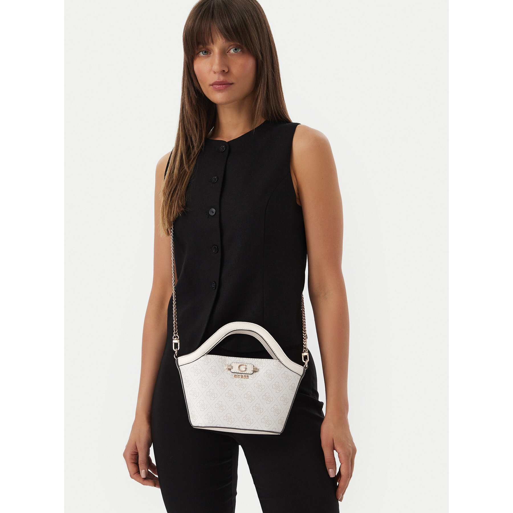 Τσάντα Guess Lindsey Mini HWSG97 49750 Κρεμ