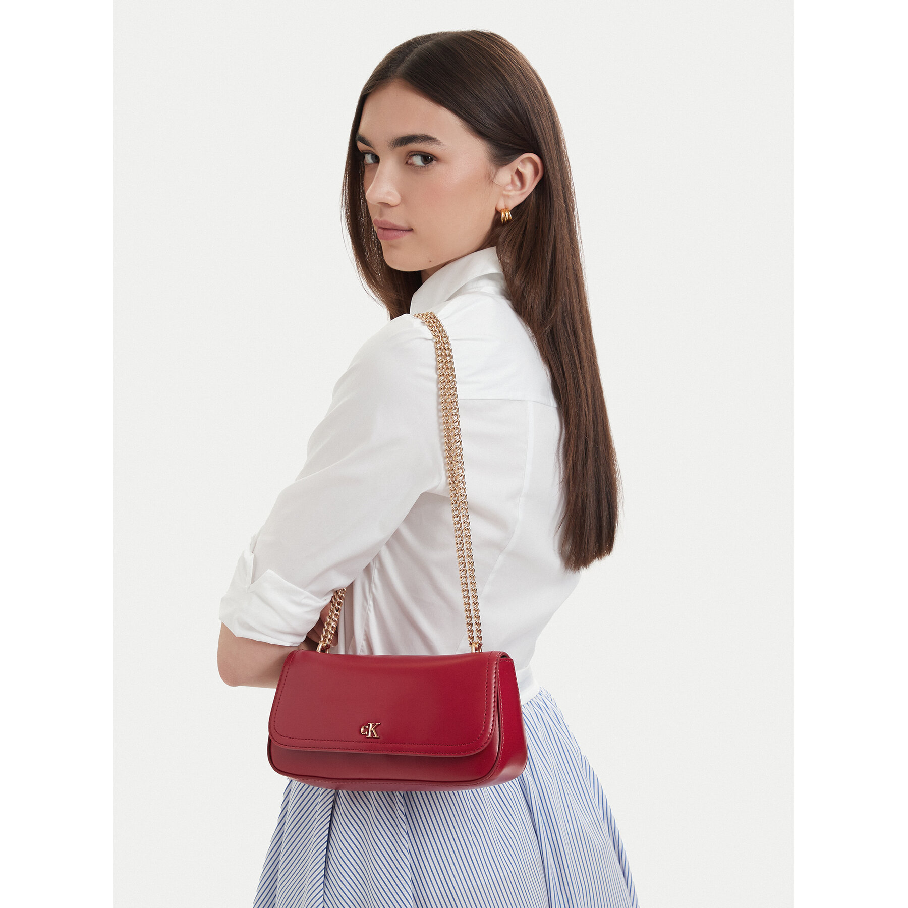 Ročna torba Calvin Klein Ck Convertible Chain Small Bag LV04F3172G Bordo rdeča