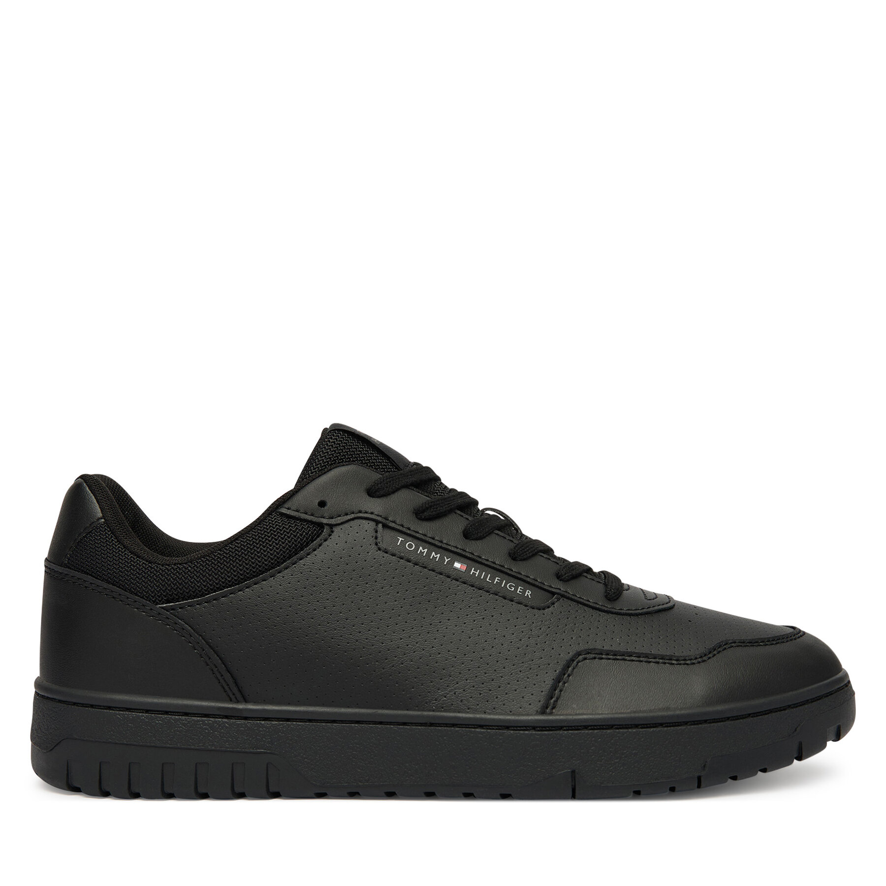 Tommy Hilfiger Hombre Zapatillas, Talla : 43, Negro, Th Basket Core Lite Lth FM0FM05713