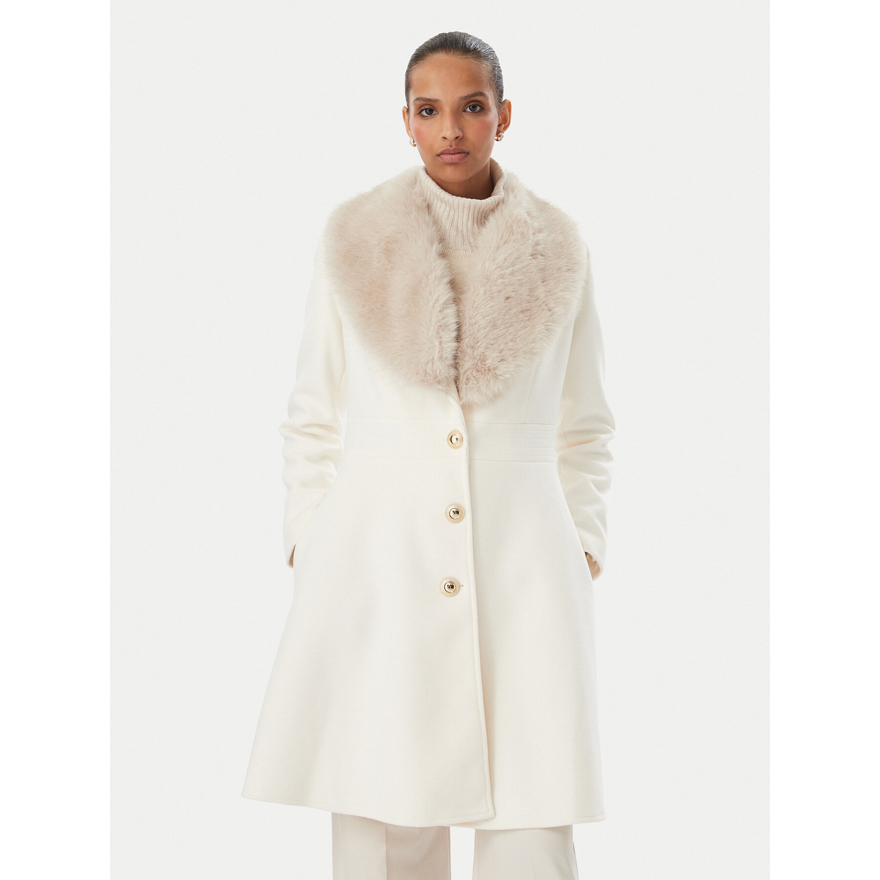 Rinascimento Übergangsmantel CFC0131083003 Creme Regular Fit