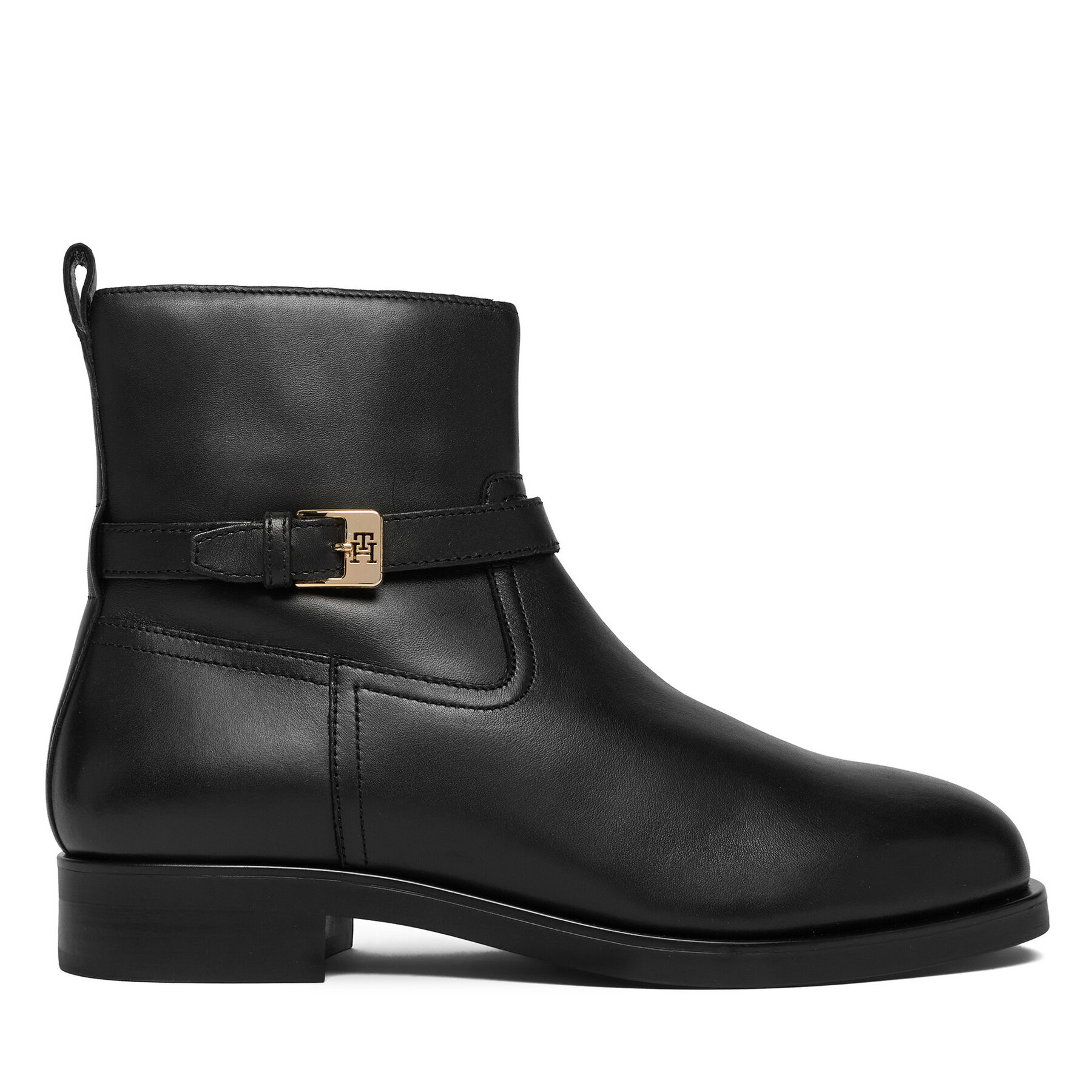 Členková obuv Tommy Hilfiger Th Buckle Riding Leather Bootie FW0FW08781 Čierna