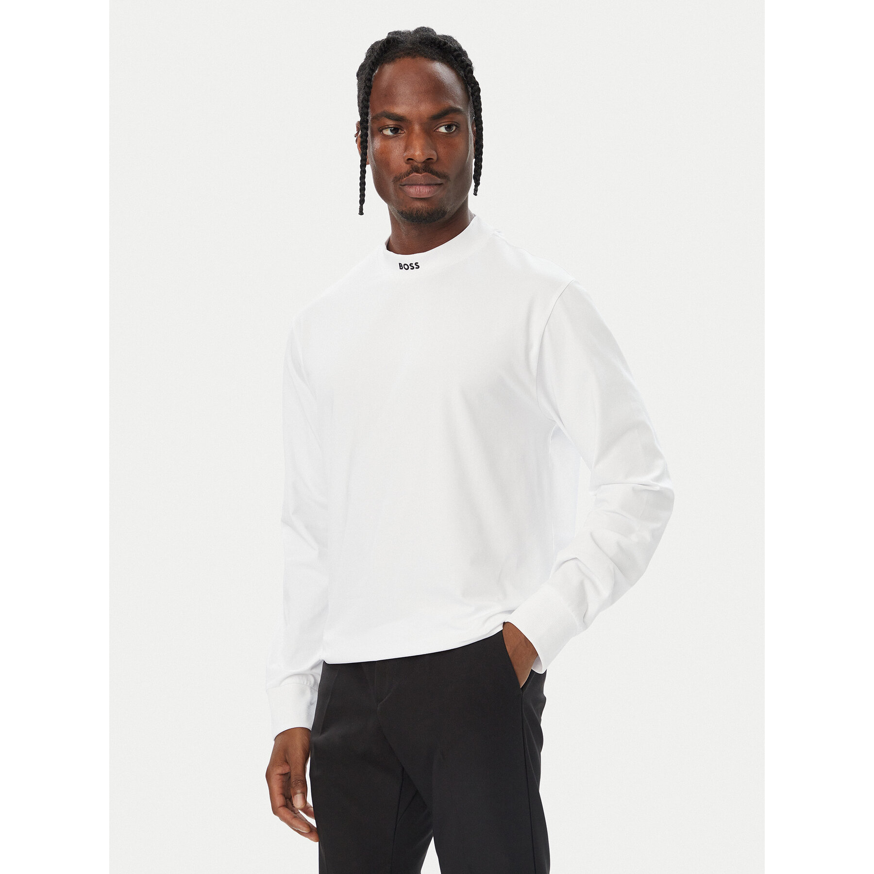 BOSS Longsleeve 50576916 Weiß Regular Fit