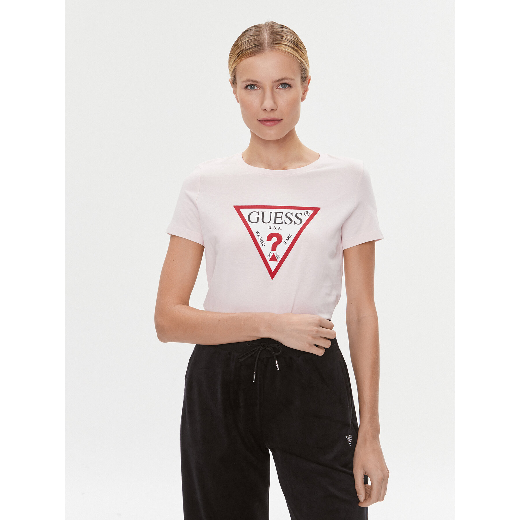 Guess Póló W1YI1B I3Z14 Rózsaszín Slim Fit
