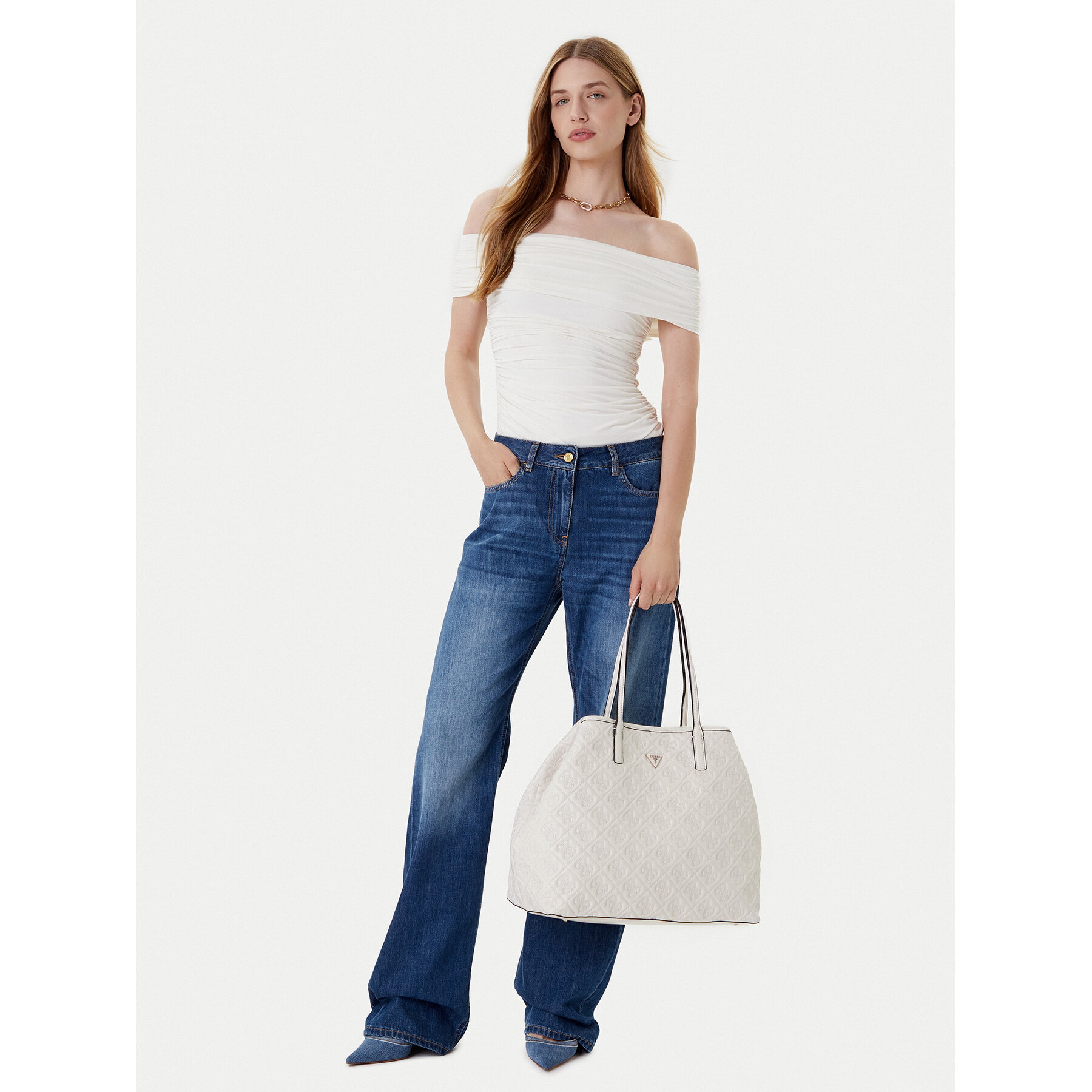 Guess Τσάντα Guess Adelasia HWQL96 58240 Εκρού