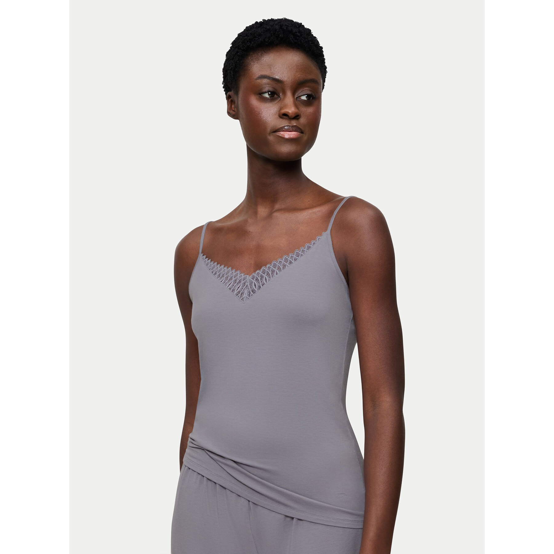 Triumph Pyjama-T-Shirt Aura Spotlight 10221405 Grau Regular Fit