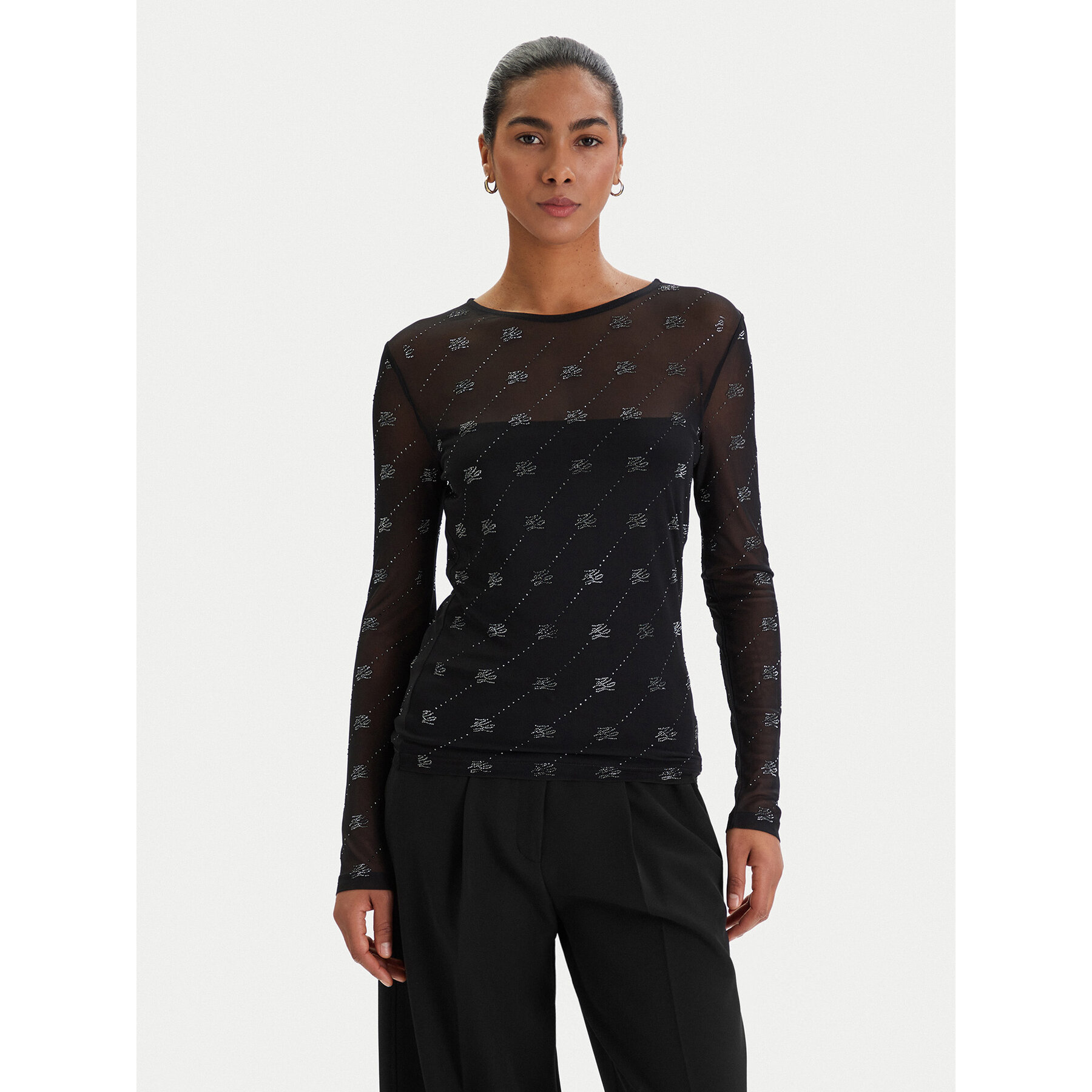 KARL LAGERFELD Bluse B1W17024 Schwarz Slim Fit